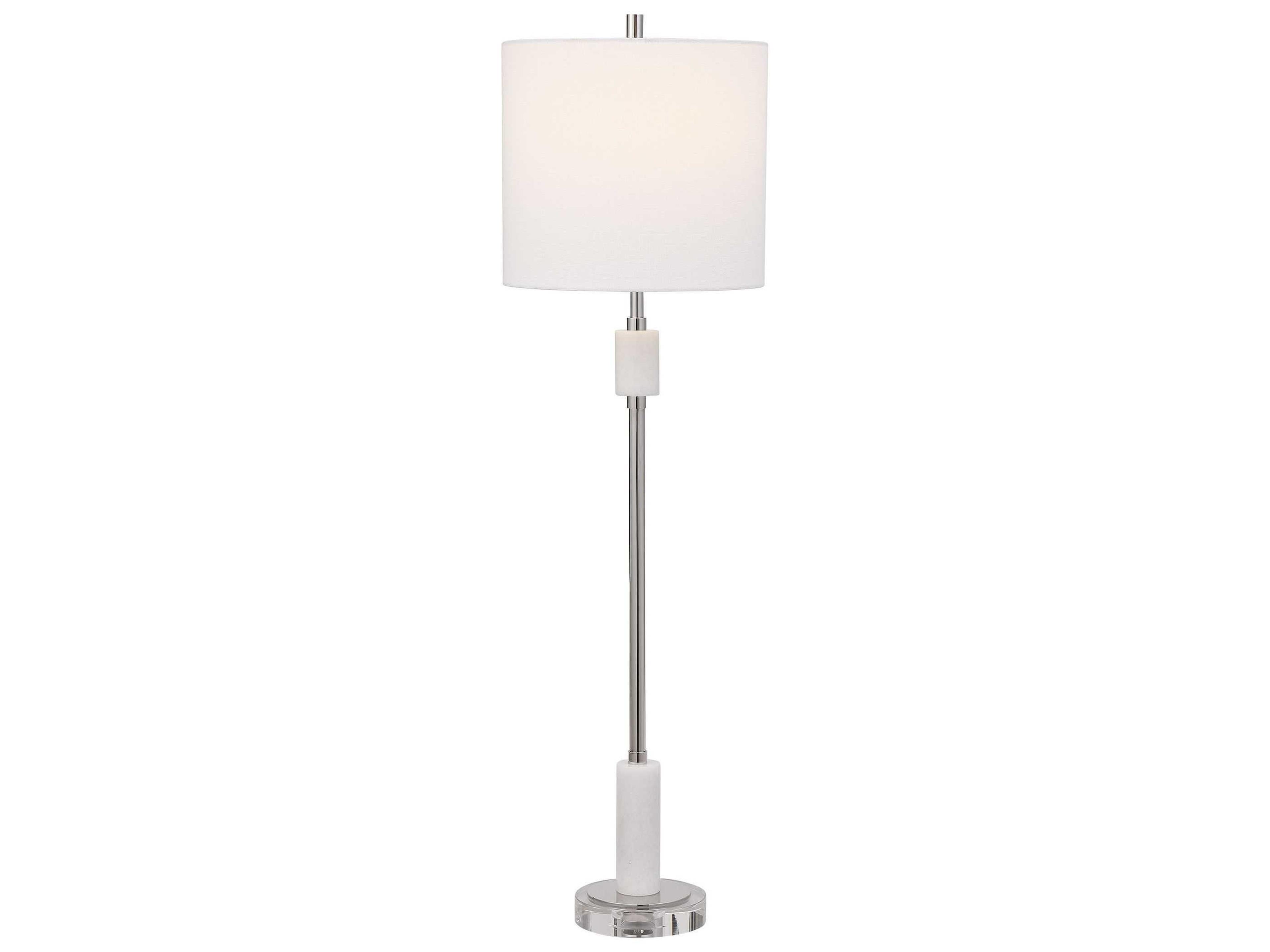 Uttermost Sussex Crystal Polished Nickel White Buffet Lamp