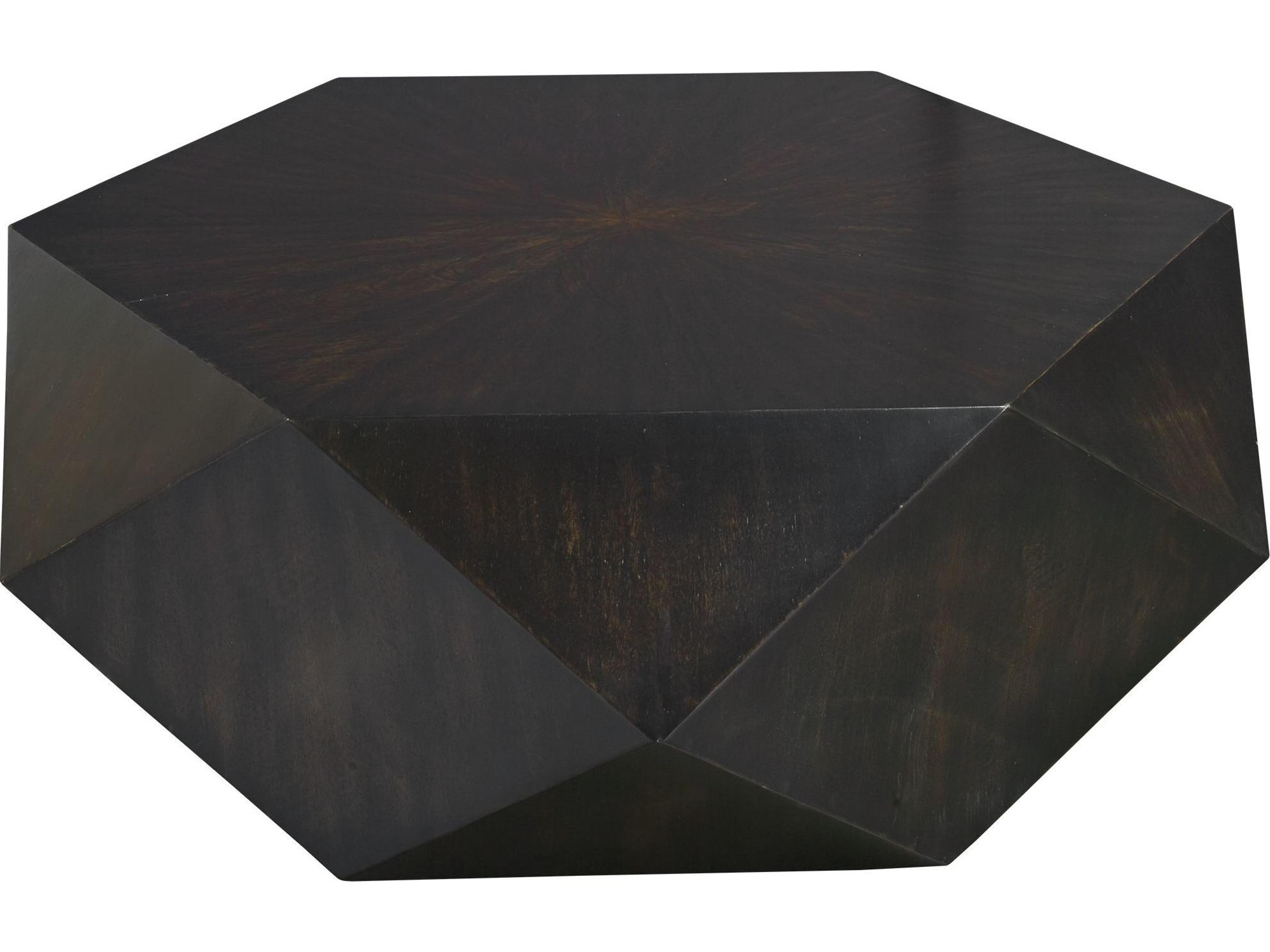 Volker Hexagon Wood Worn Black Honey Coffee Table