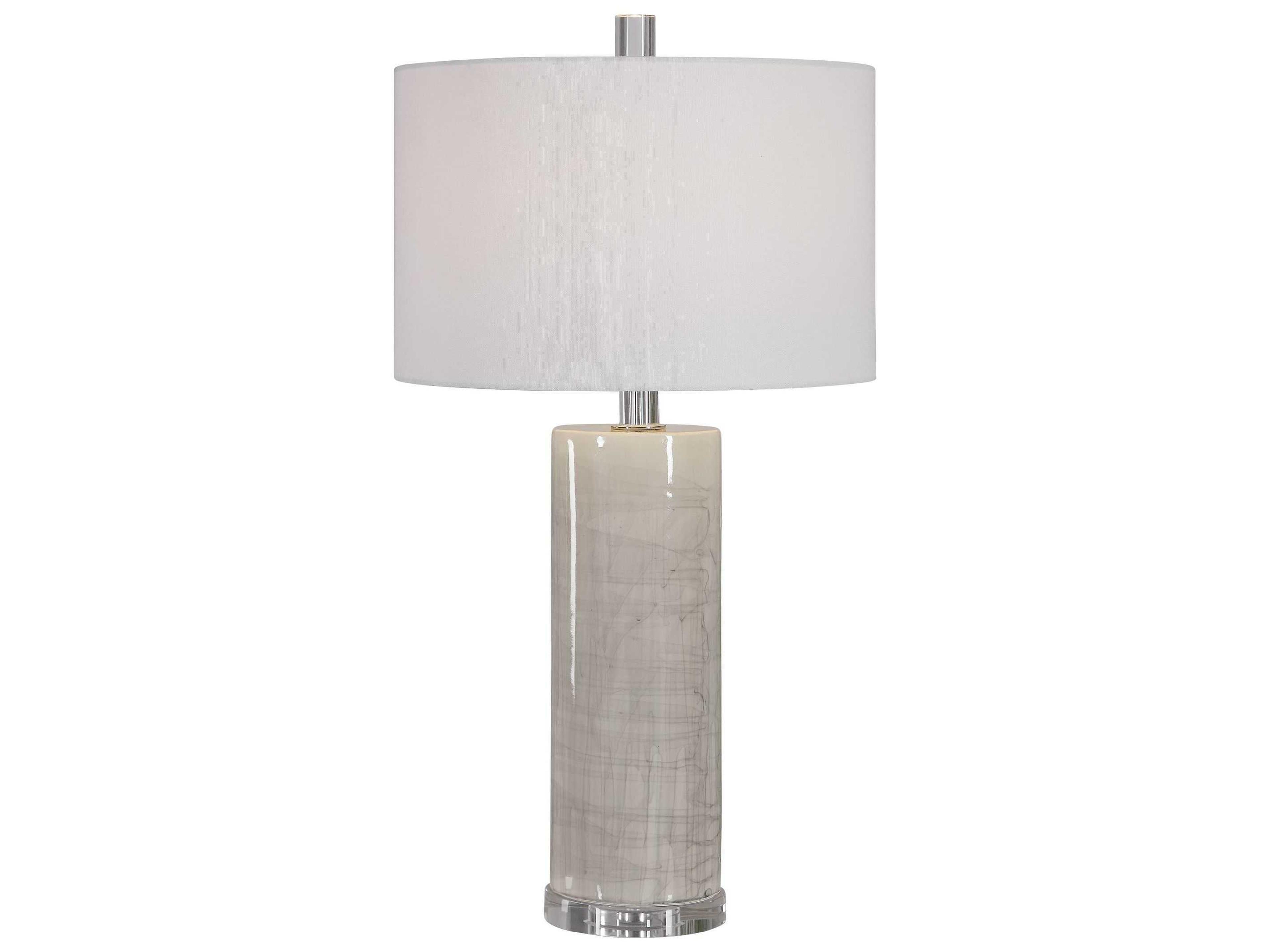 Zesiro Crystal Beige Gray Buffet Lamp