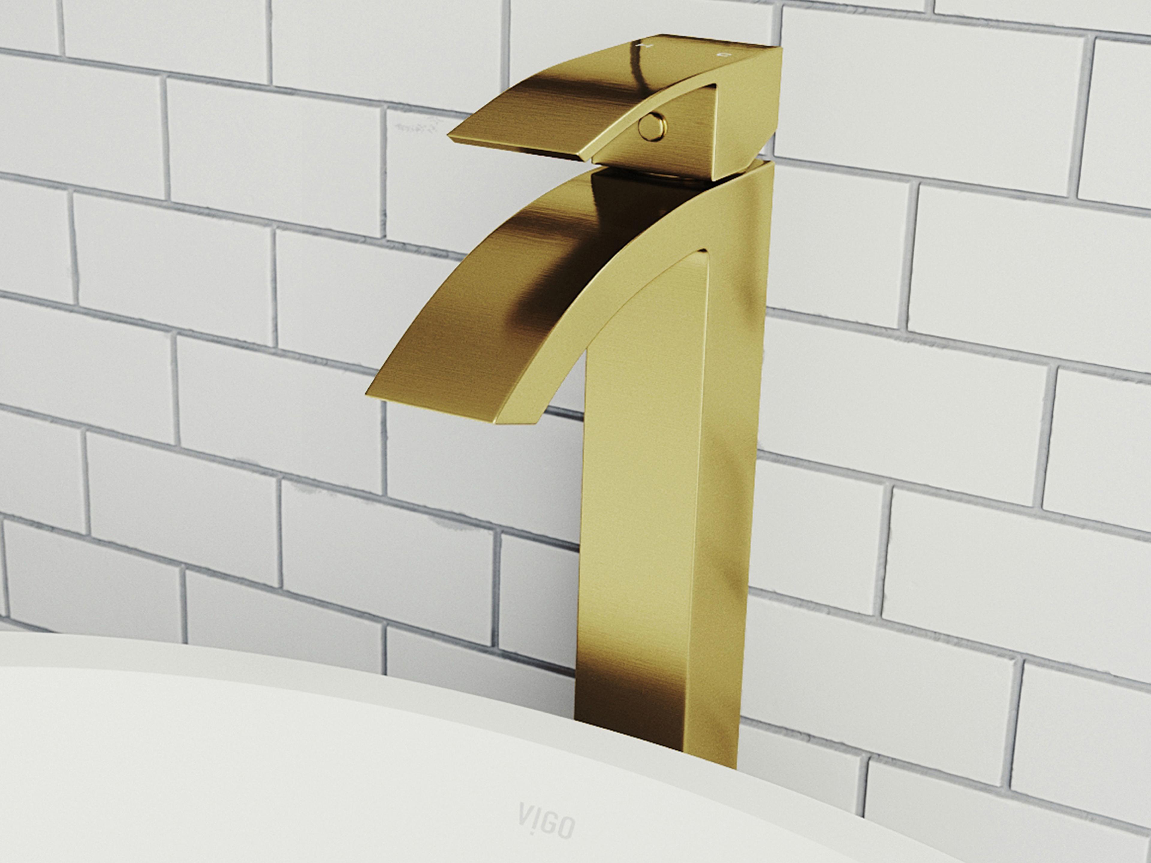 Vigo Duris Matte Brushed Gold Single-Handle Duris Vessel Bathroom Faucet
