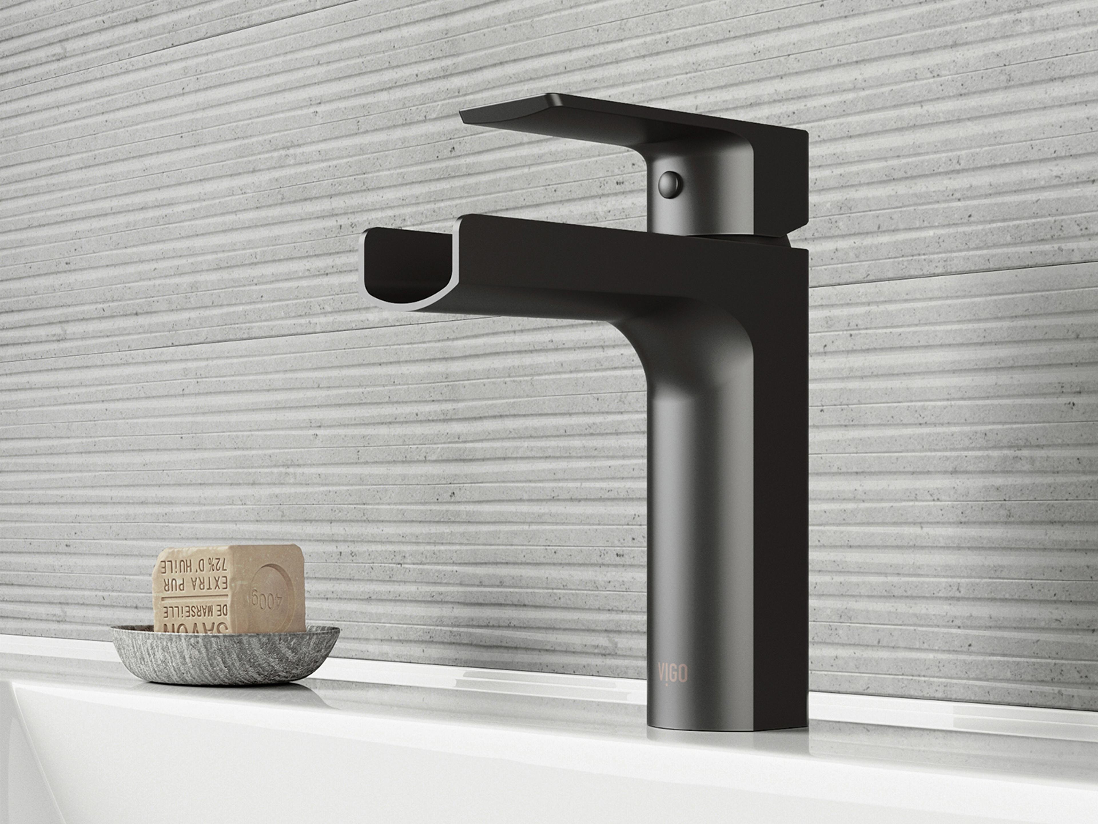 Vigo Ileana Matte Black 1-Handle Waterfall Vessel Bathroom Faucet