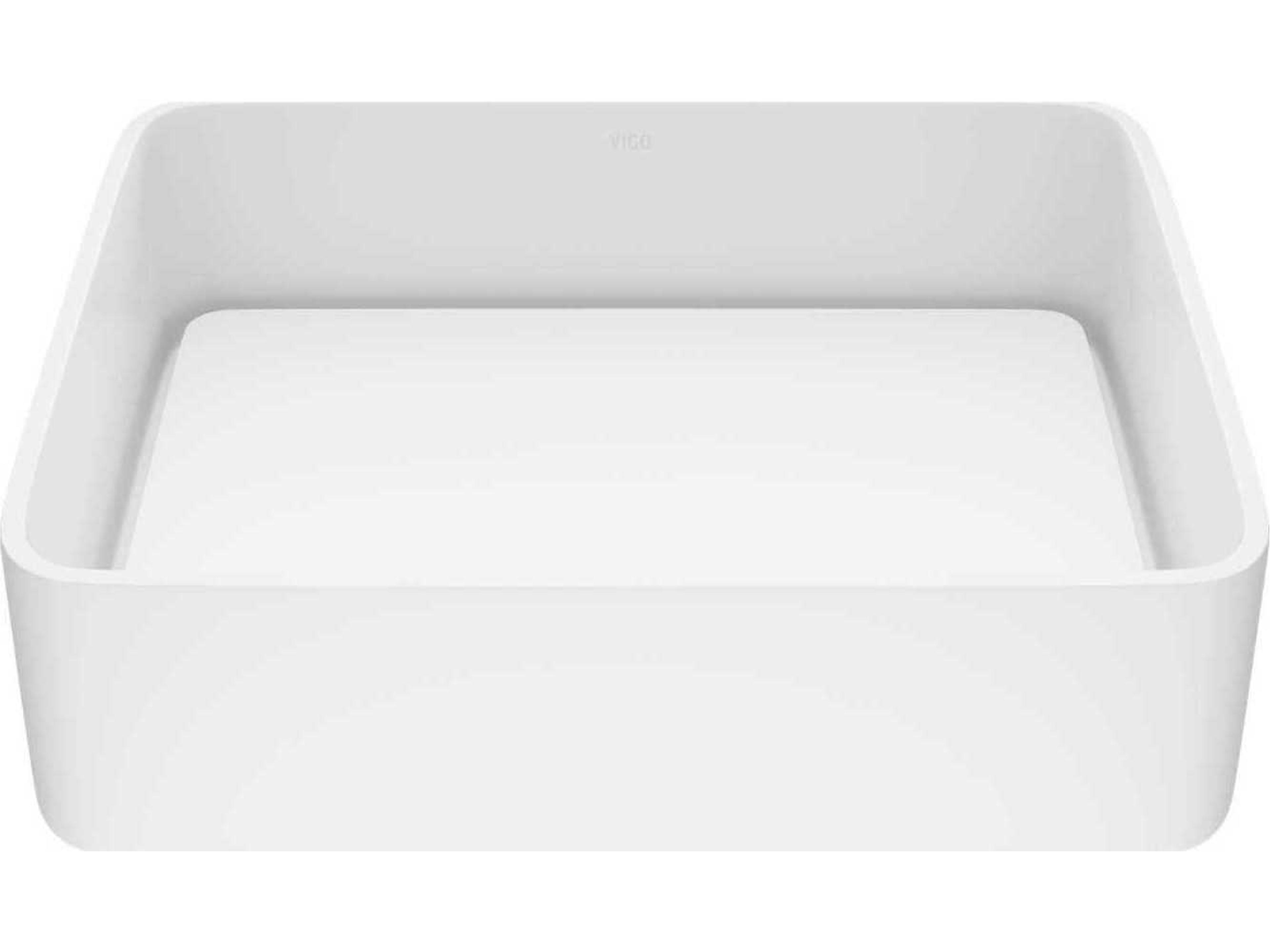 Vigo Jasmine Matte White 18" Rectangular Vessel Bathroom Sink