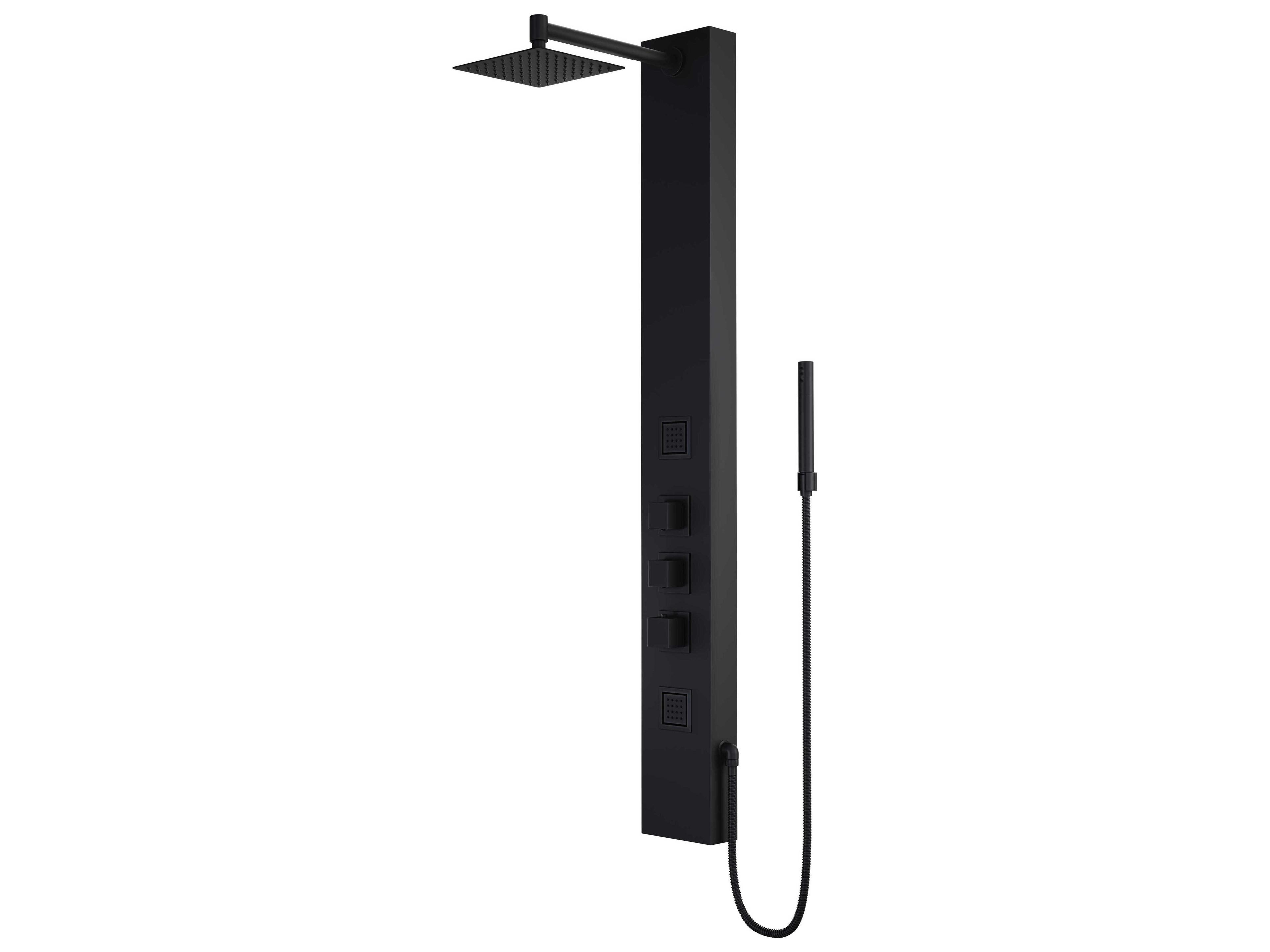 Kingsley Matte Black 2-Spray Massage Jet Shower Panel System