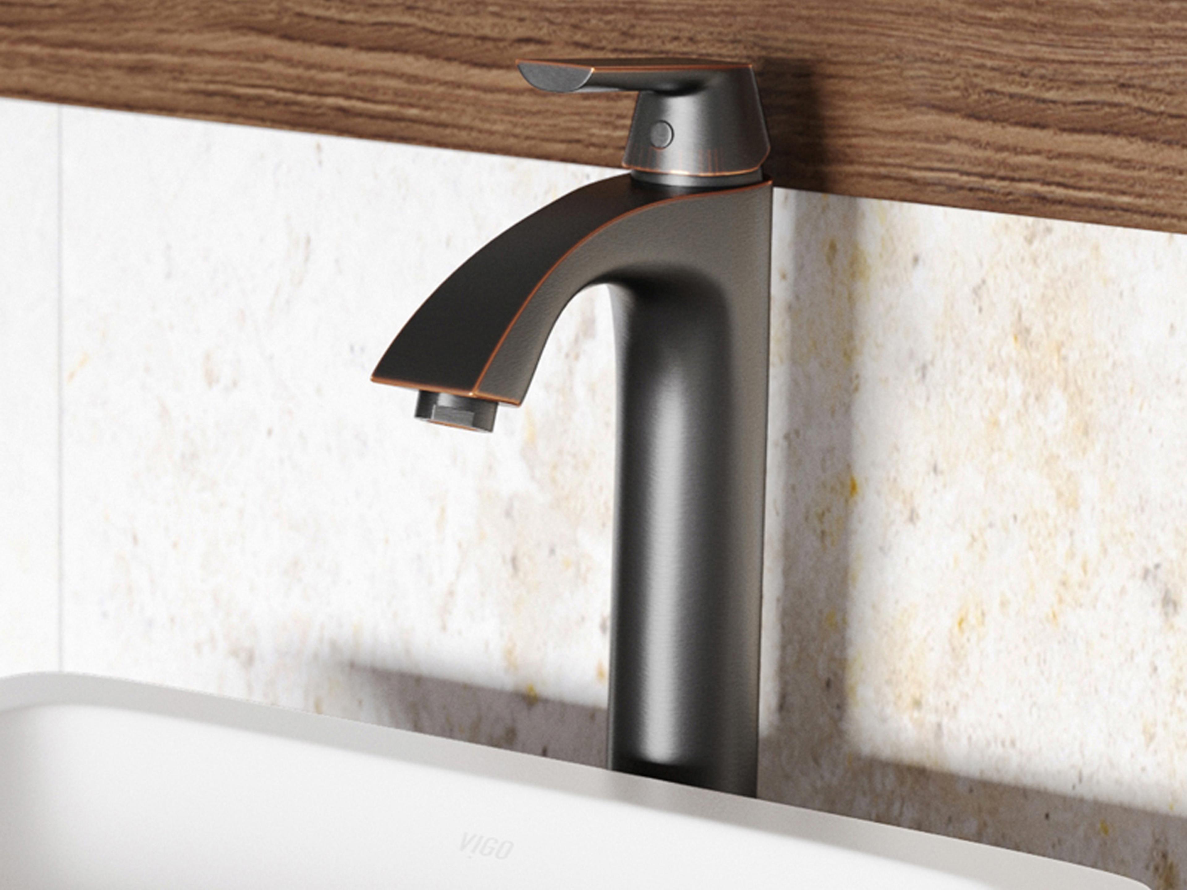 Vigo Linus Antique Rubbed Bronze 1-Handle Vessel Bathroom Faucet with Pop-Up Drain