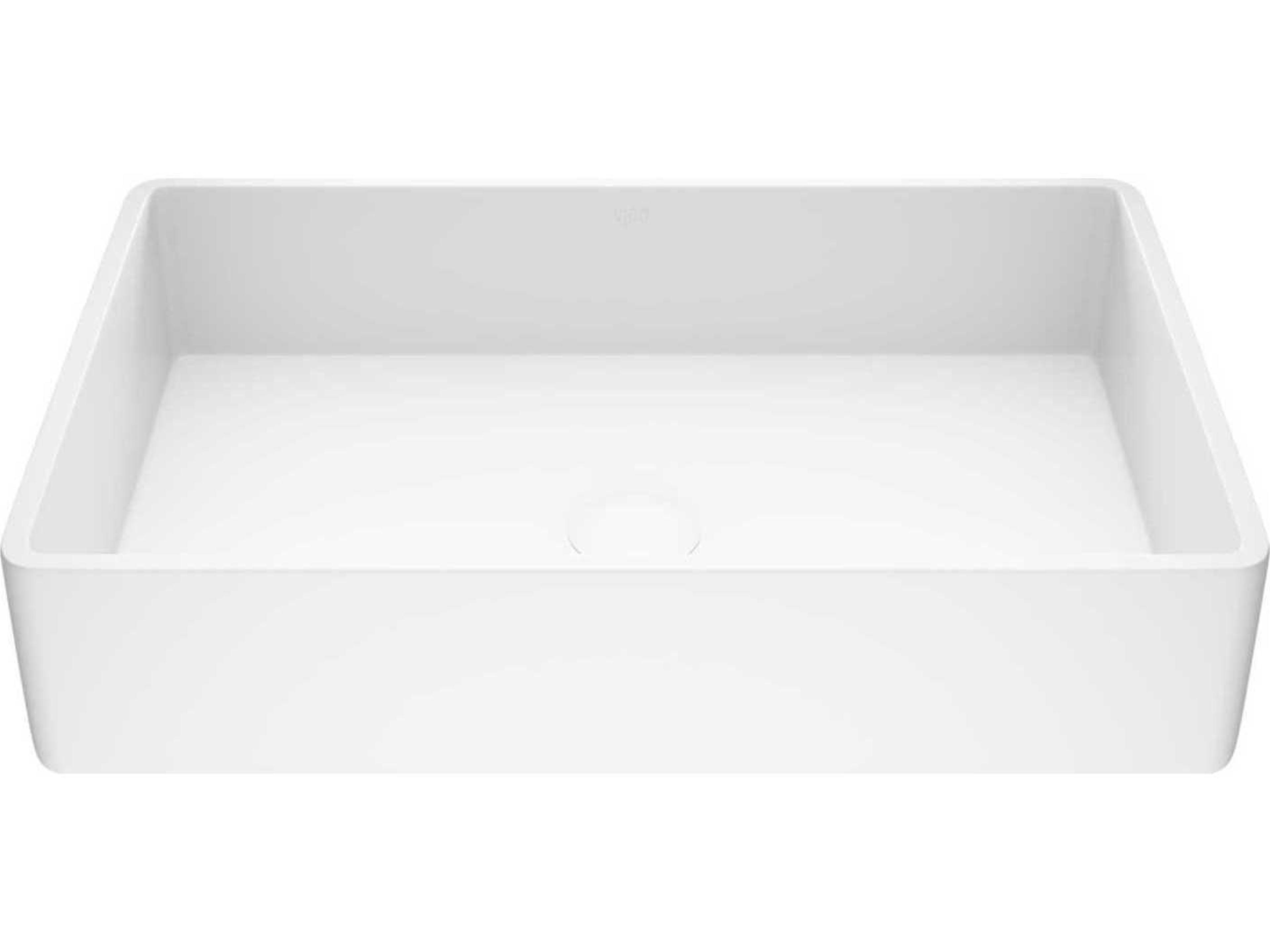 Magnolia Rectangular Matte Stone Vessel Bathroom Sink in Matte White