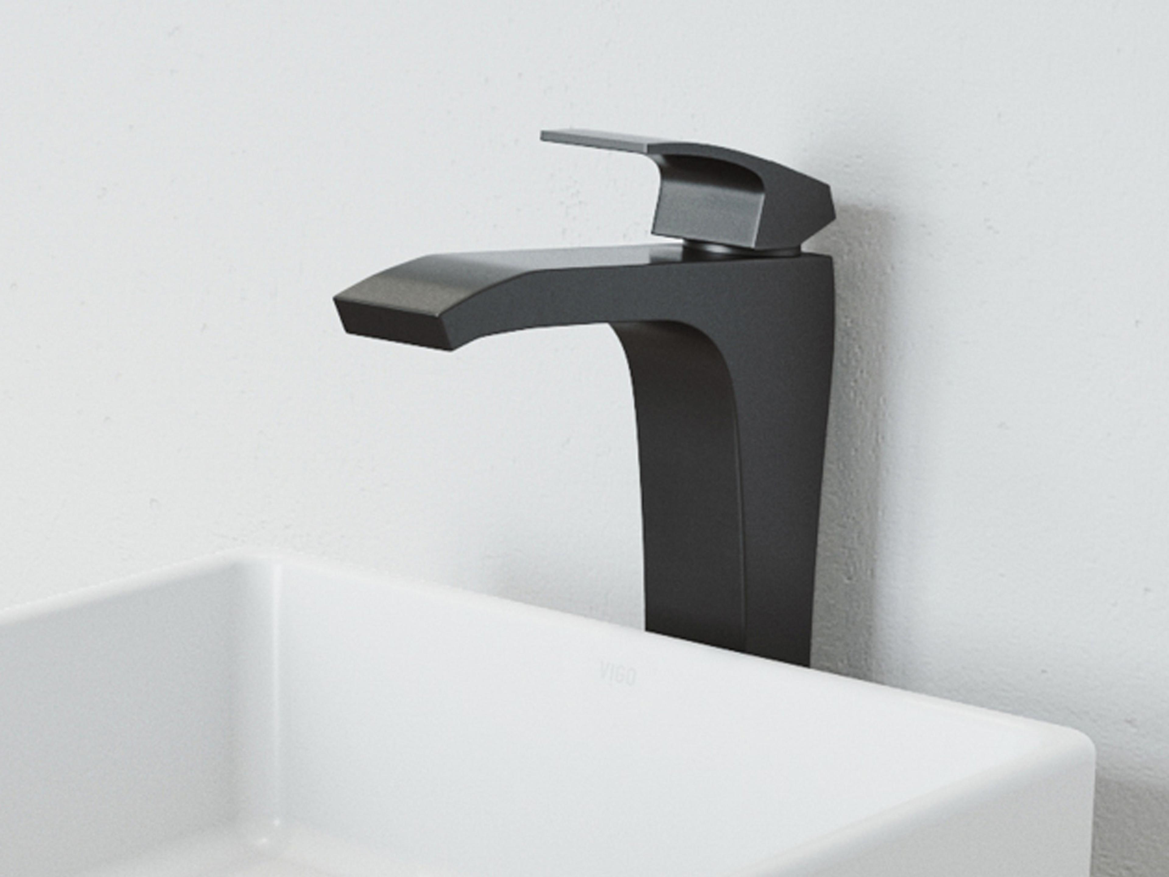 Vigo Blackstonian Matte Black 1-Handle Waterfall Vessel Bathroom Faucet