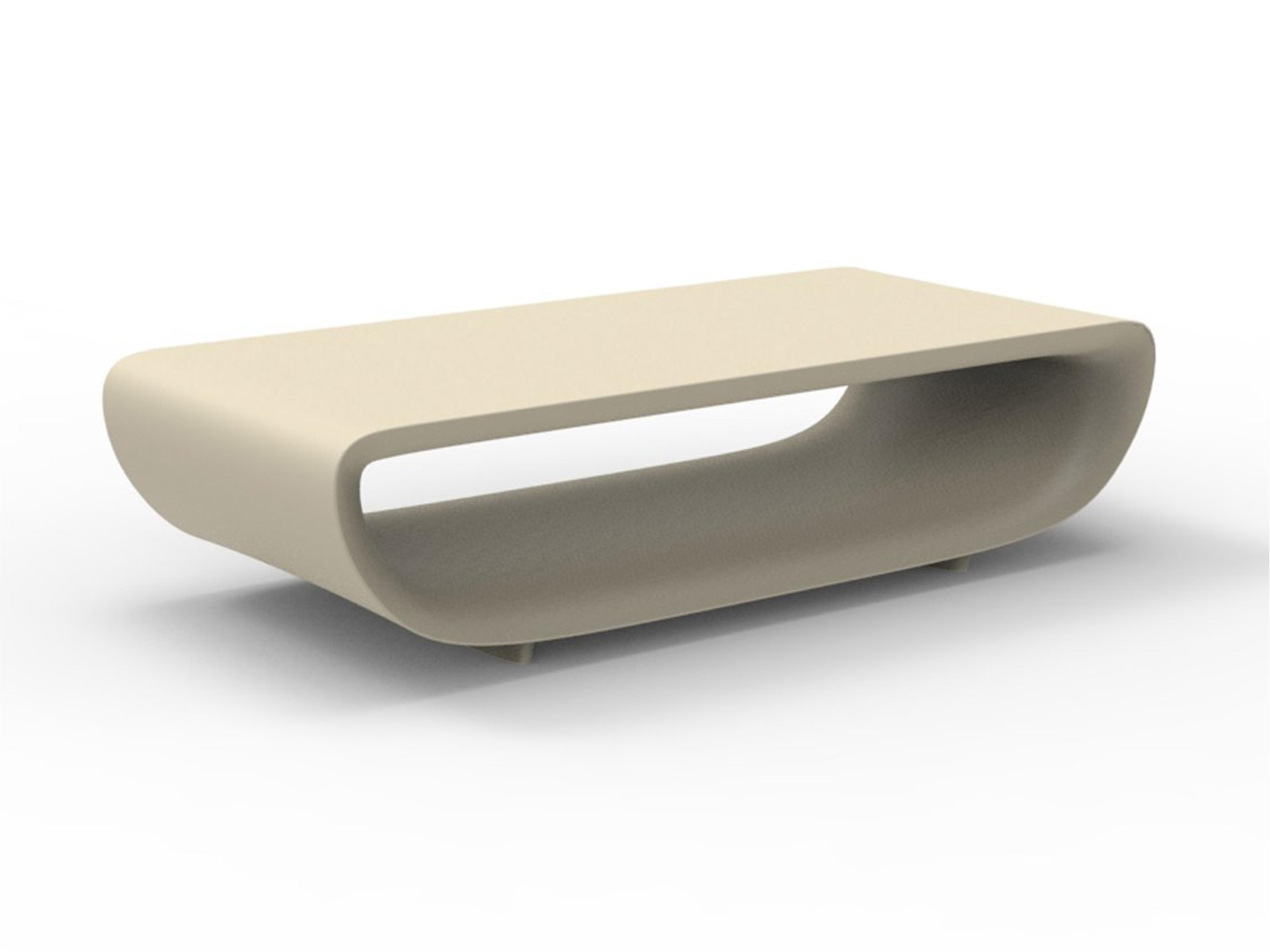 Bum-bum Rectangular Plastic Ecru Matte Coffee Table