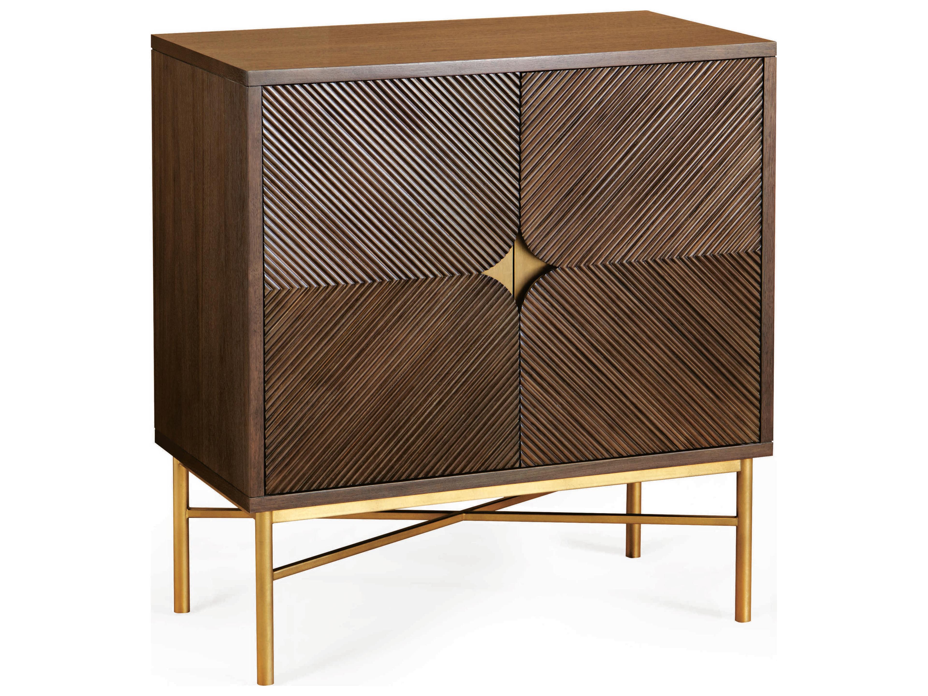 Samana Black Walnut Gold Leaf Acacia Wood Accent Chest