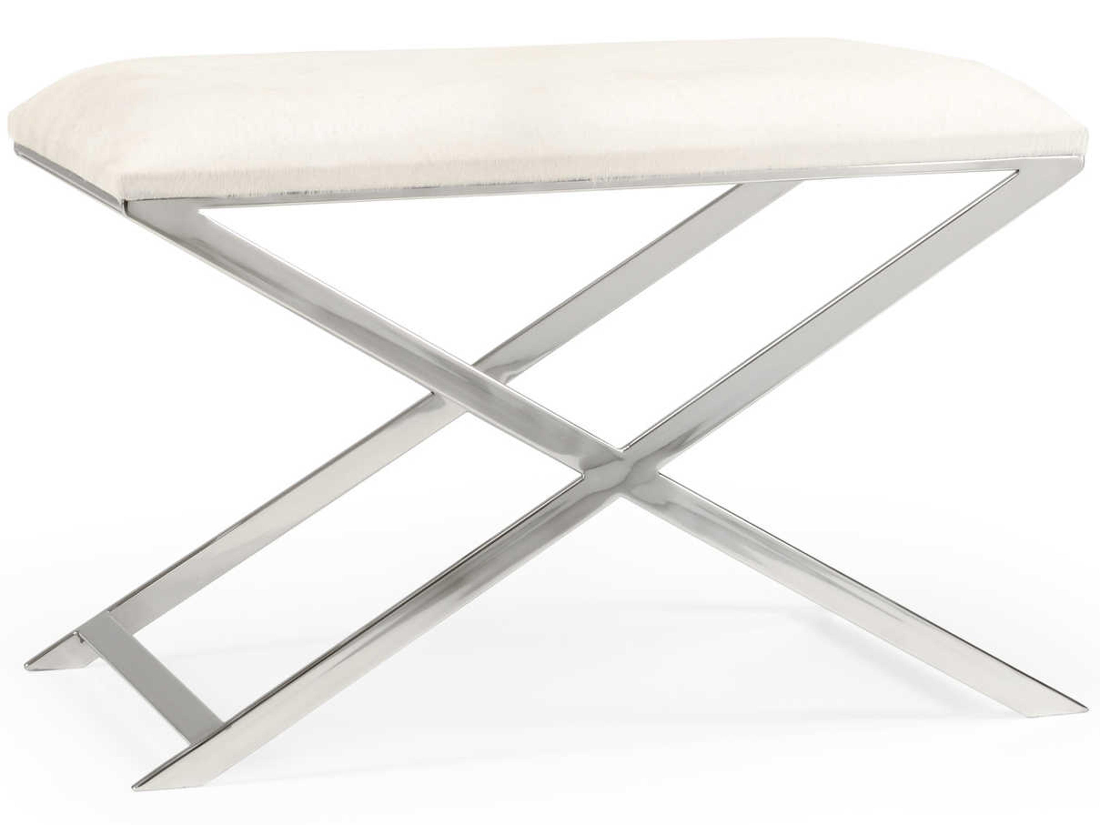 Sitting Pretty Natural Light Gray Silver Leather Accent Bench
