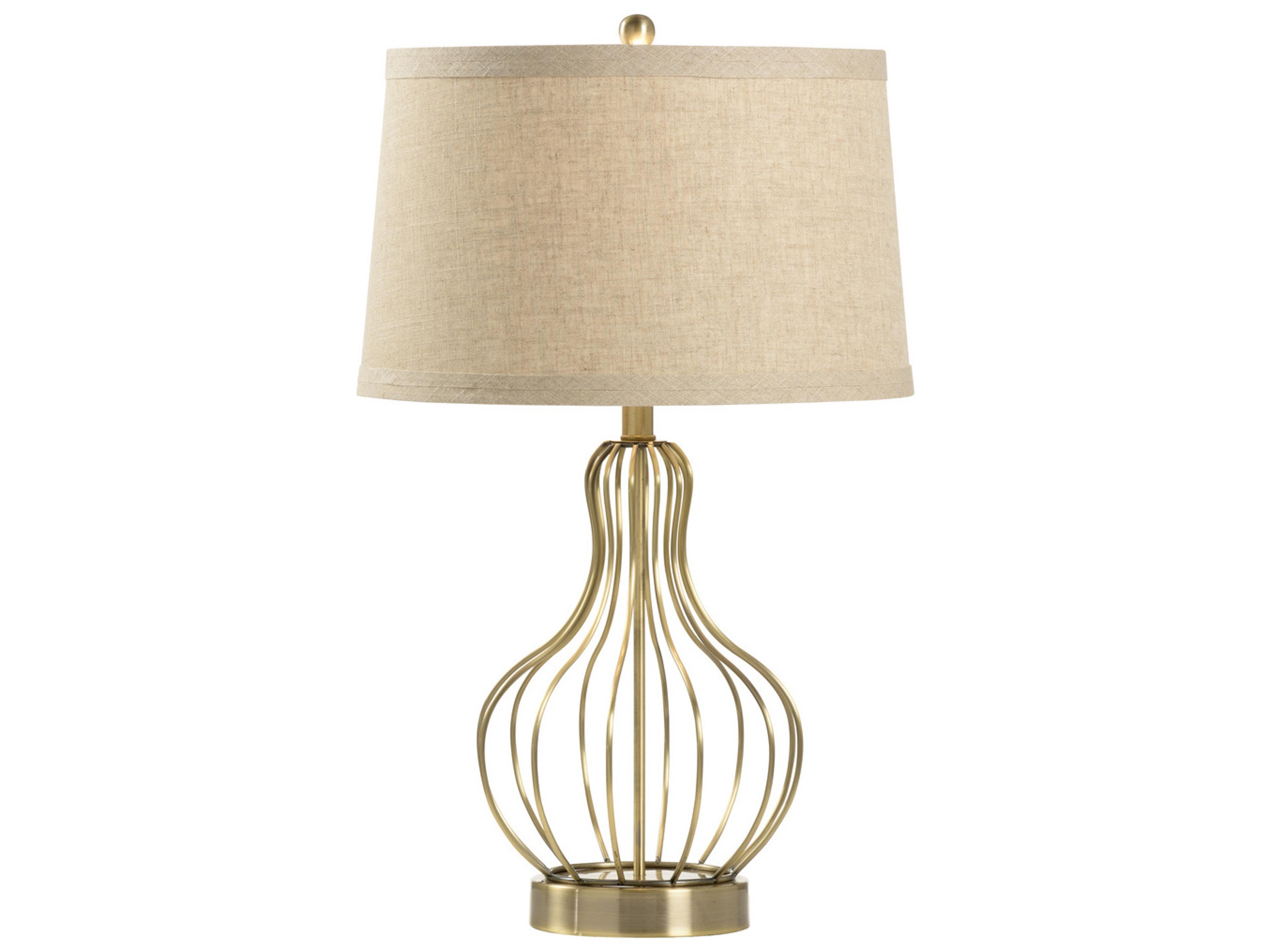 Wildwood Asher Antique Brass Tan Linen Buffet Lamp