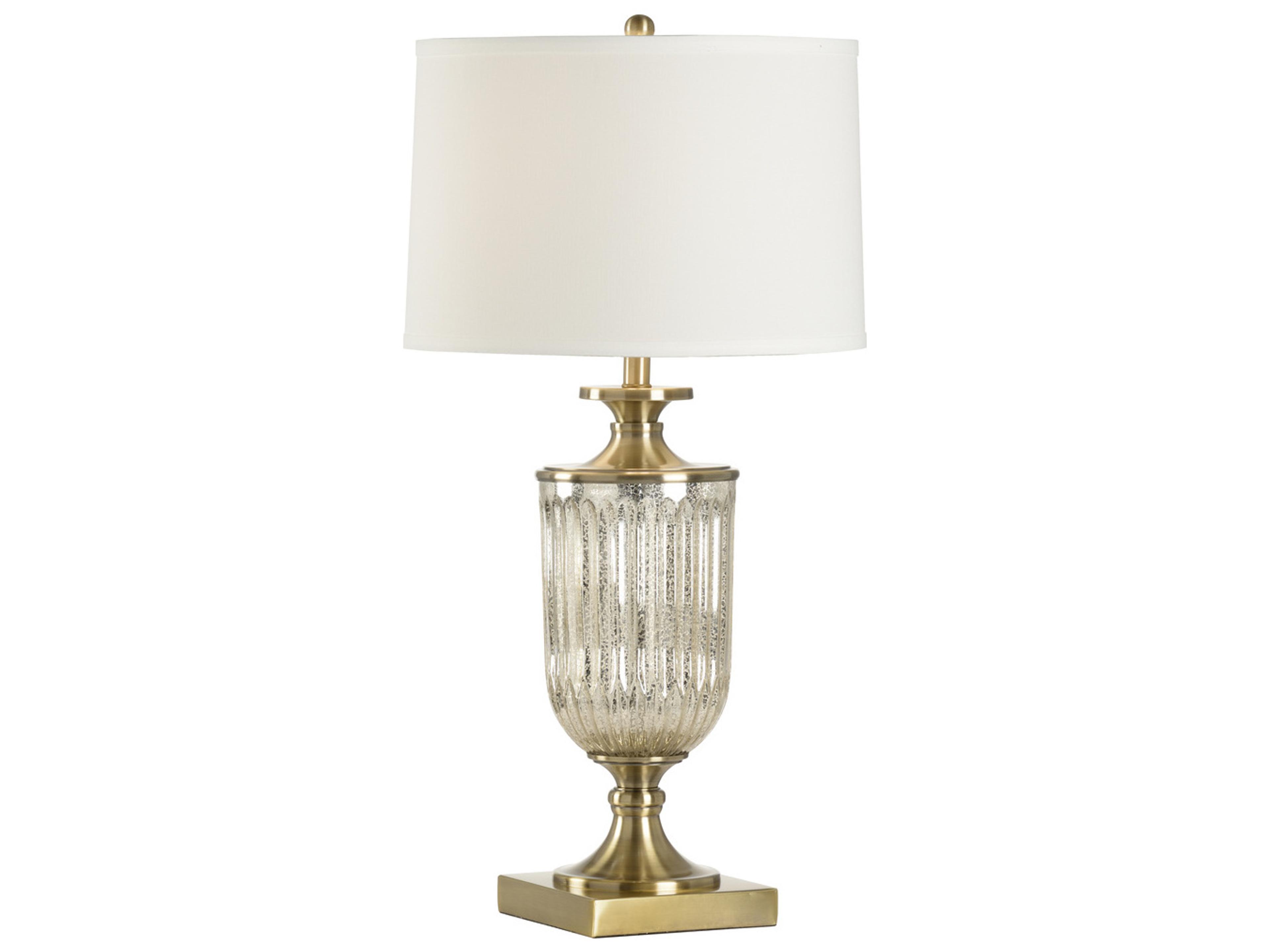 Ashwin Mercury Off White Linen Brass Buffet Lamp