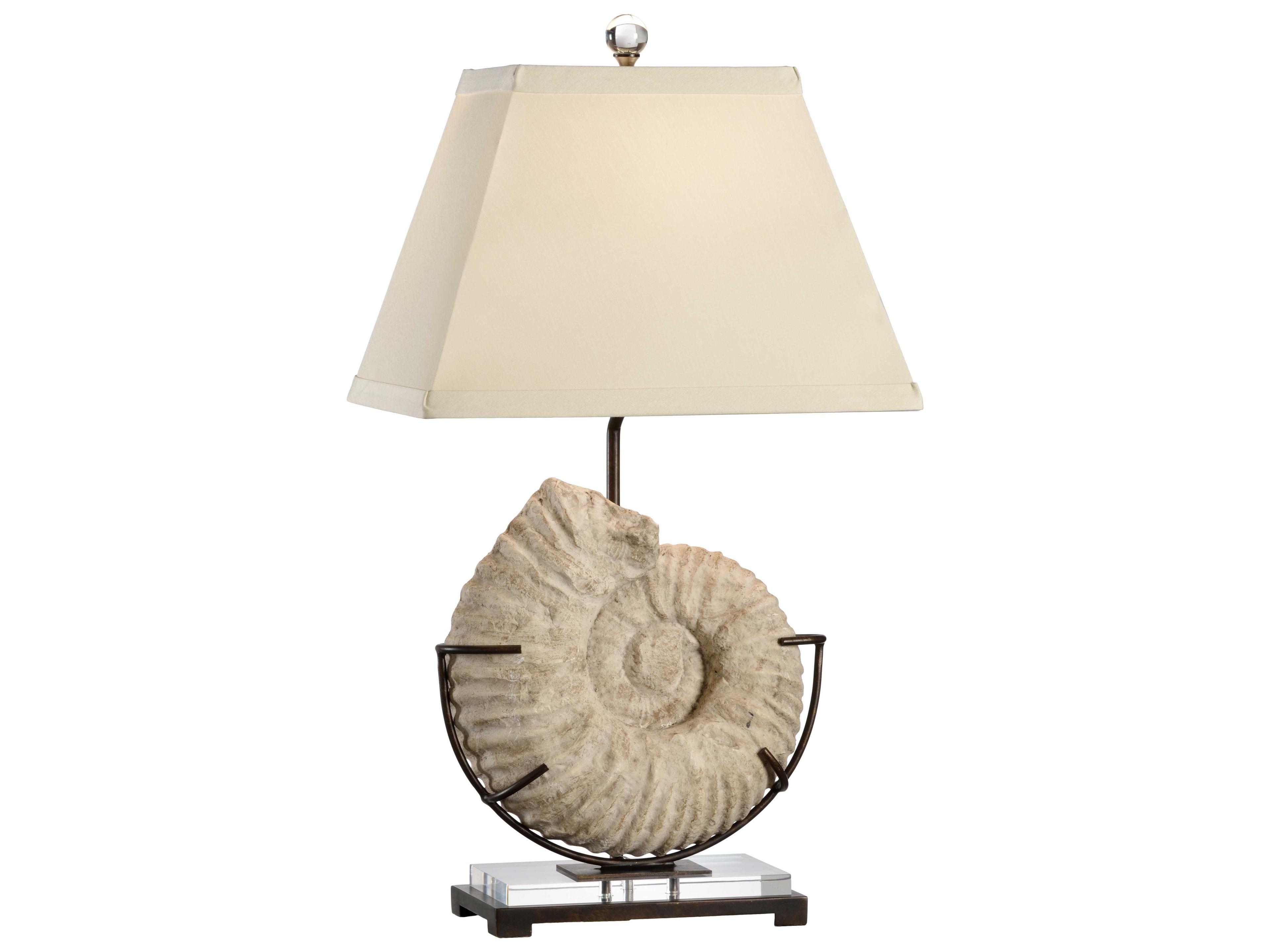 Wildwood Ammonite Natural White Stone Light Taupe Silkette Off Buffet Lamp