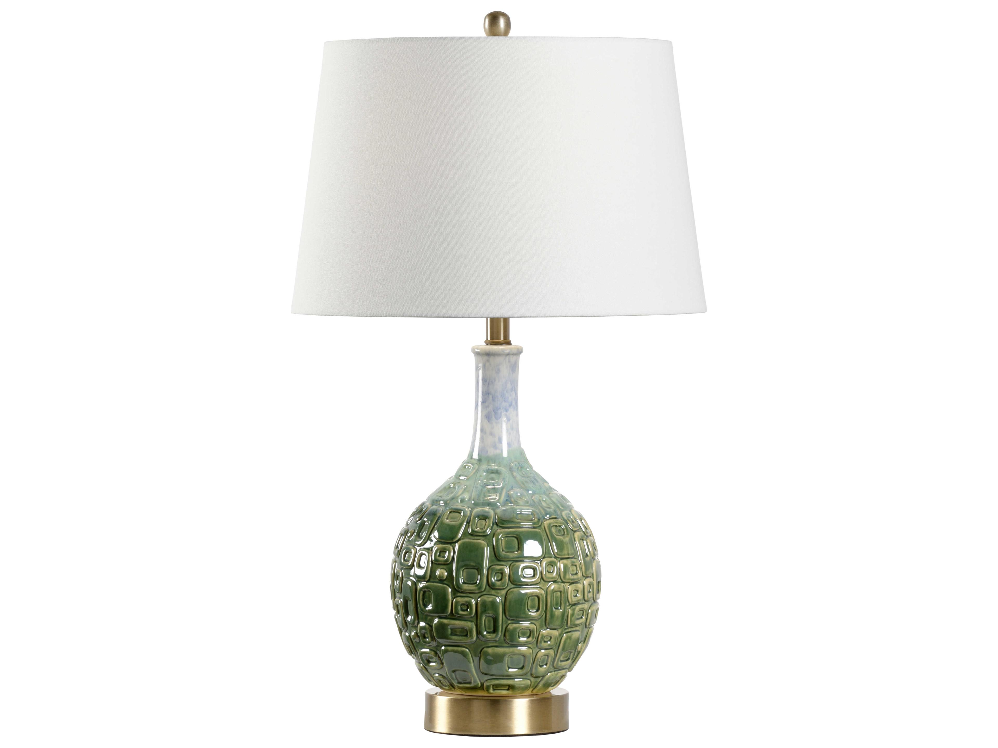 Wildwood Betty Green Off White Linen Buffet Lamp