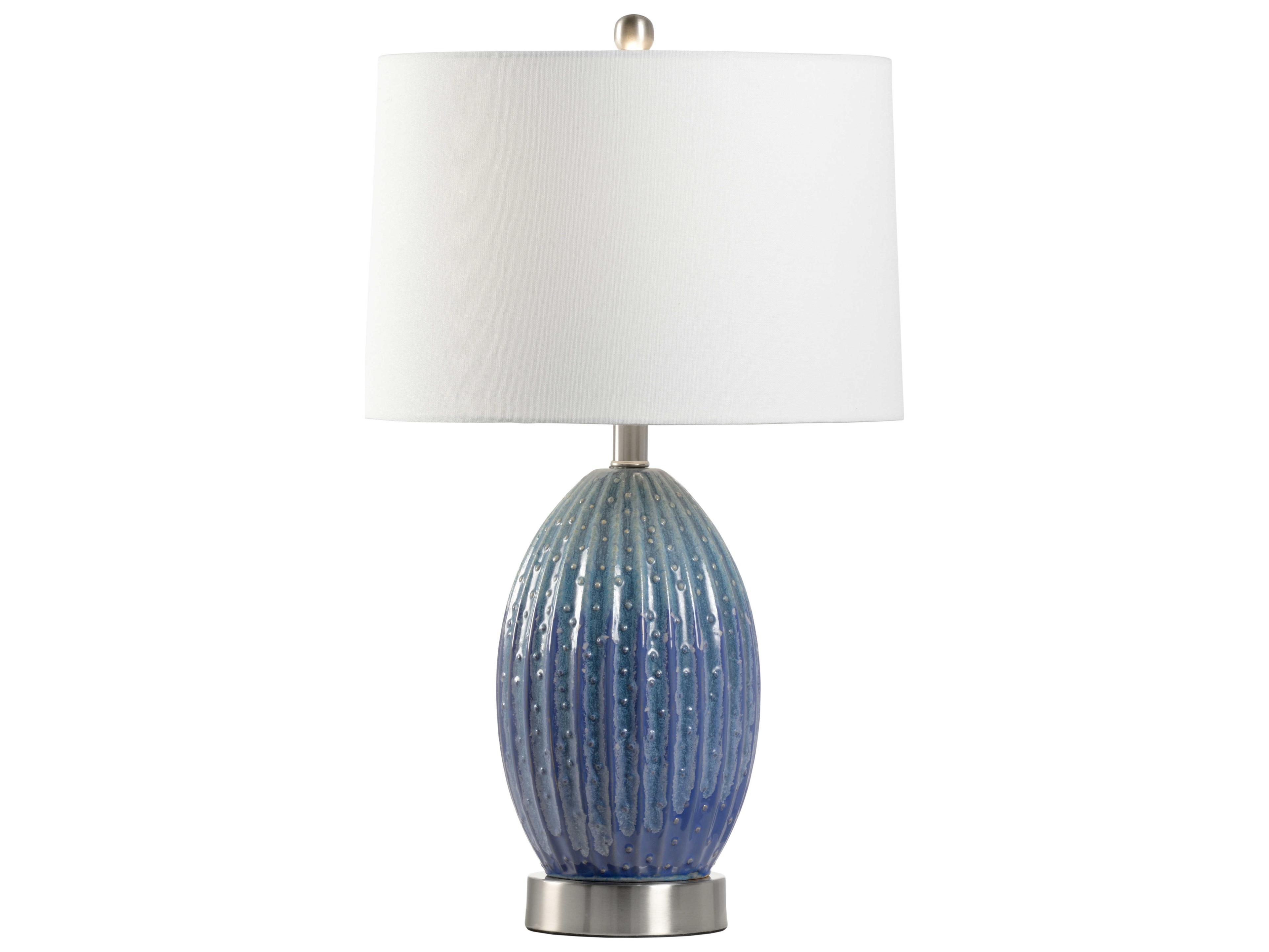 Maui Blue Green Off White Linen Buffet Lamp