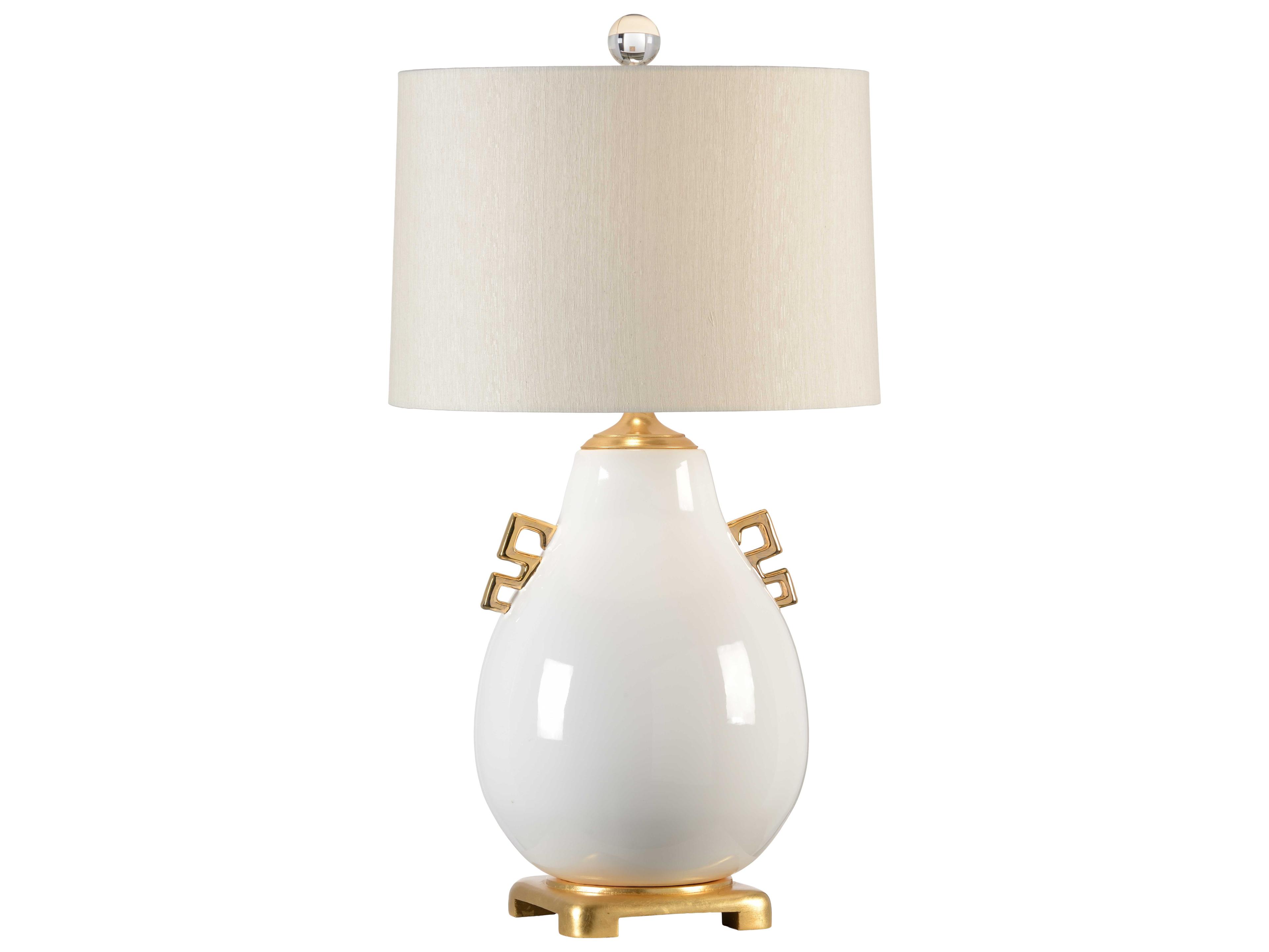 Ming Snow White Cream Raw Silk Buffet Lamp