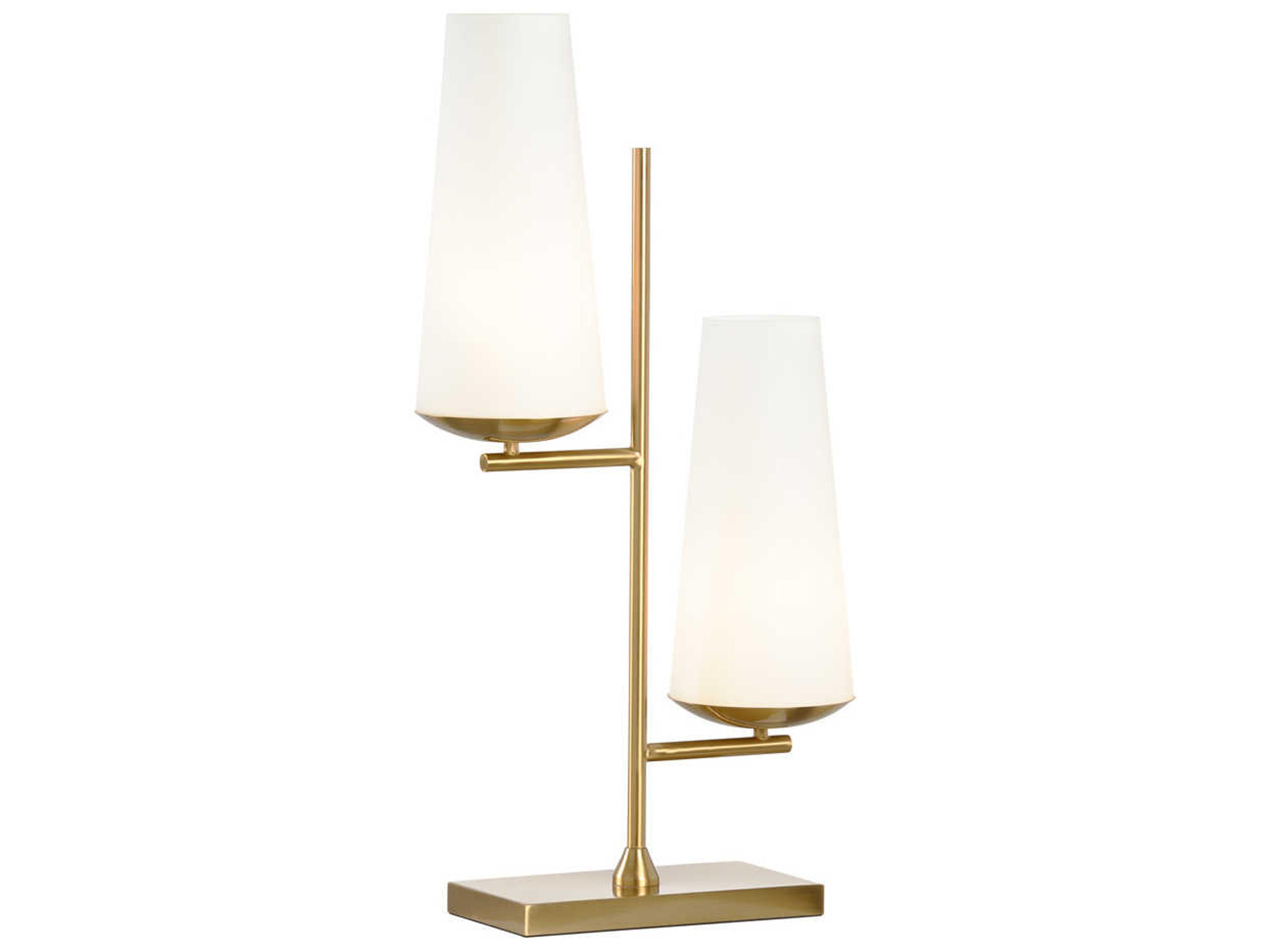 Geminate Antique Brass Matte White Glass Buffet Lamp