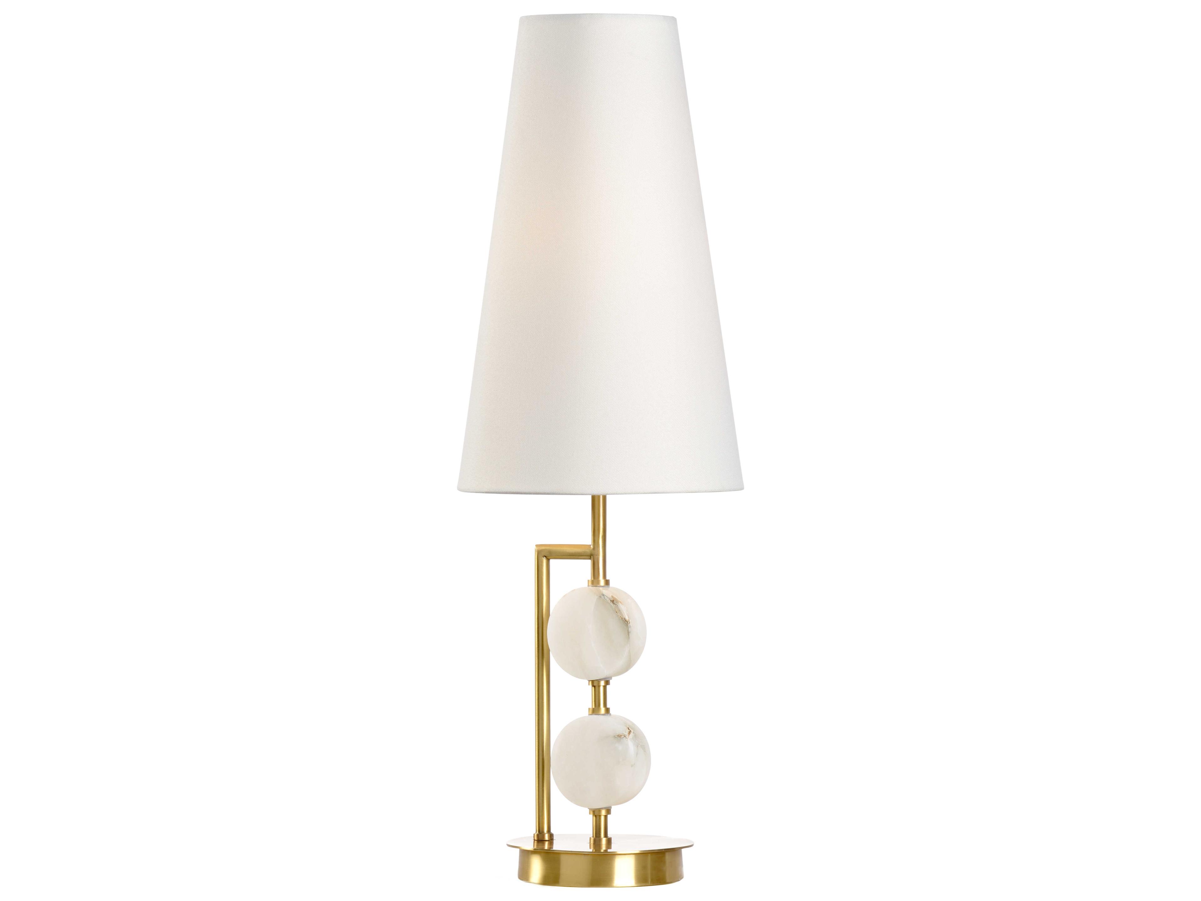 Compton Natural White Antique Brass Linen Buffet Lamp