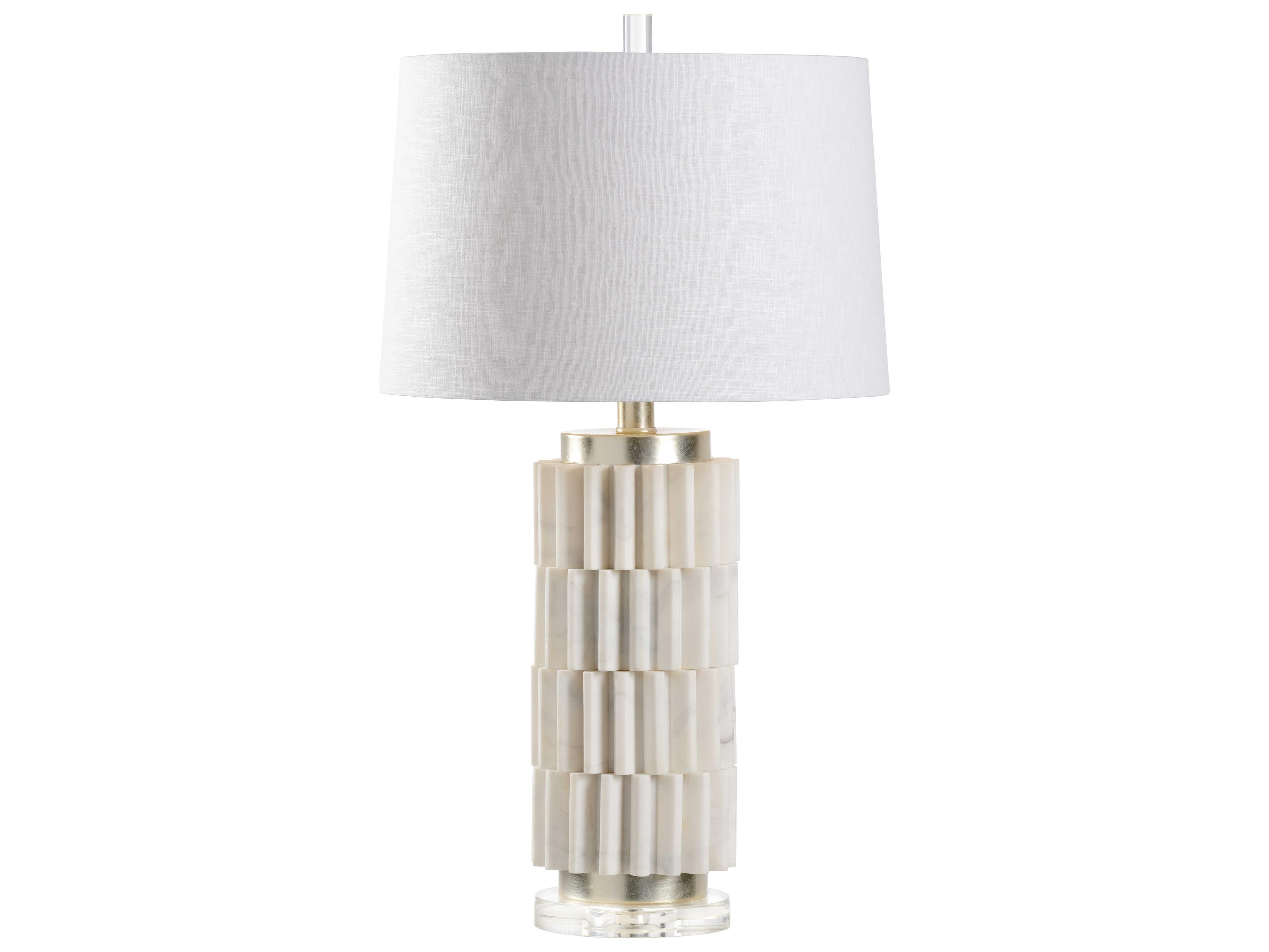 Langdon Natural White Stone Off Linen Buffet Lamp