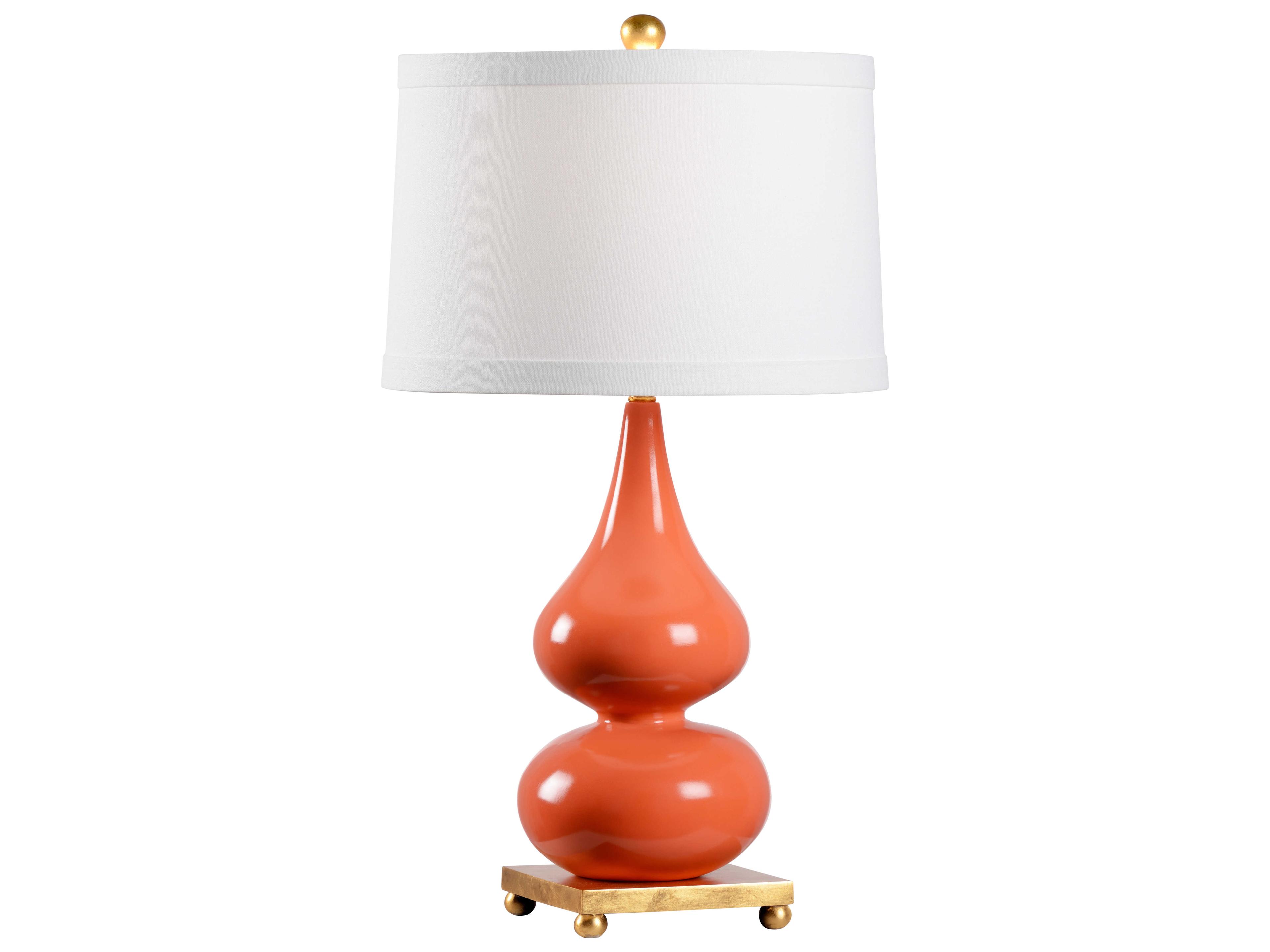 Whitney Coral Reef Off White Linen Orange Buffet Lamp