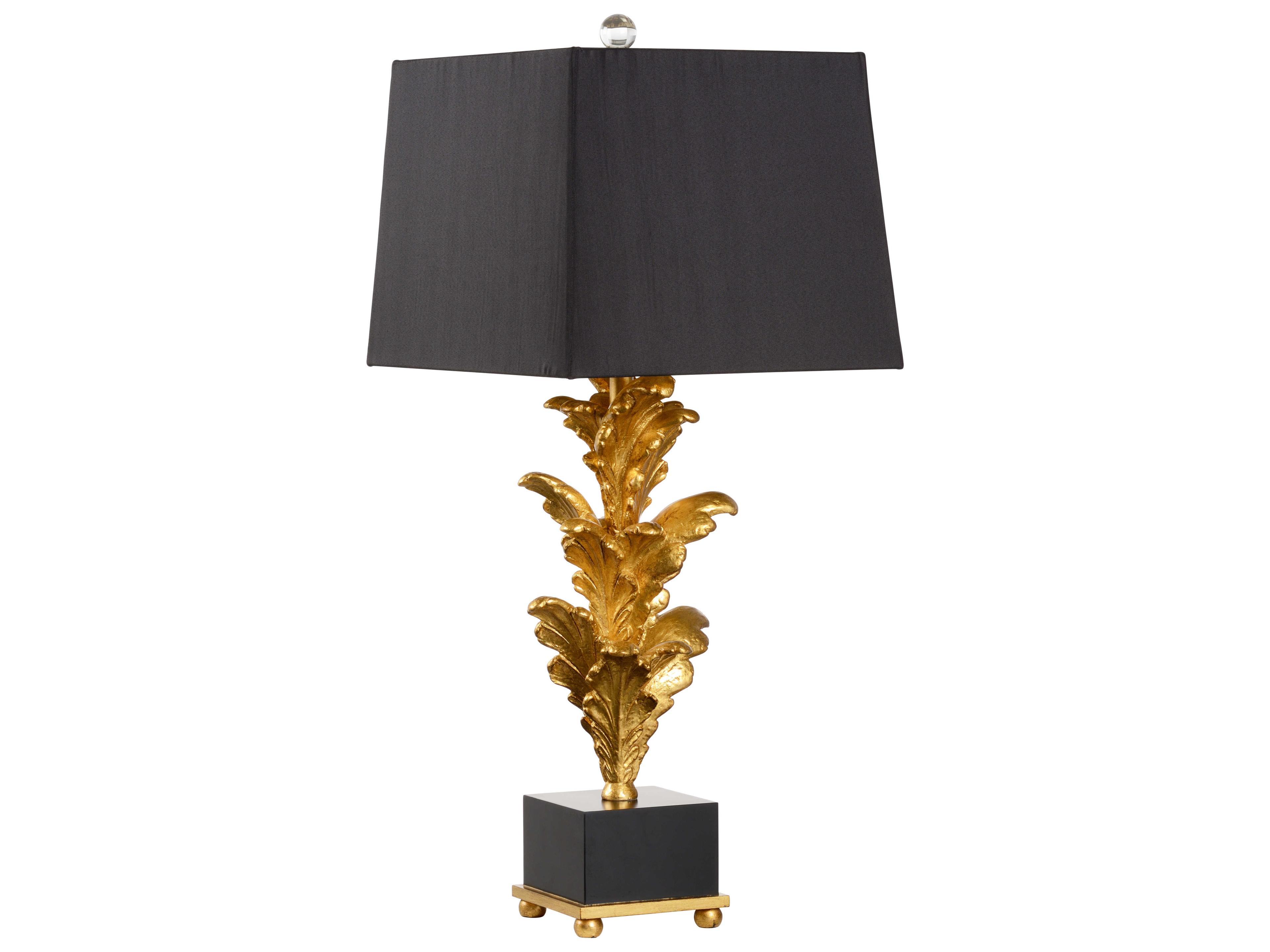 Mar-A-Lago Composite Table Lamp in Antique Gold Leaf with Black Shade