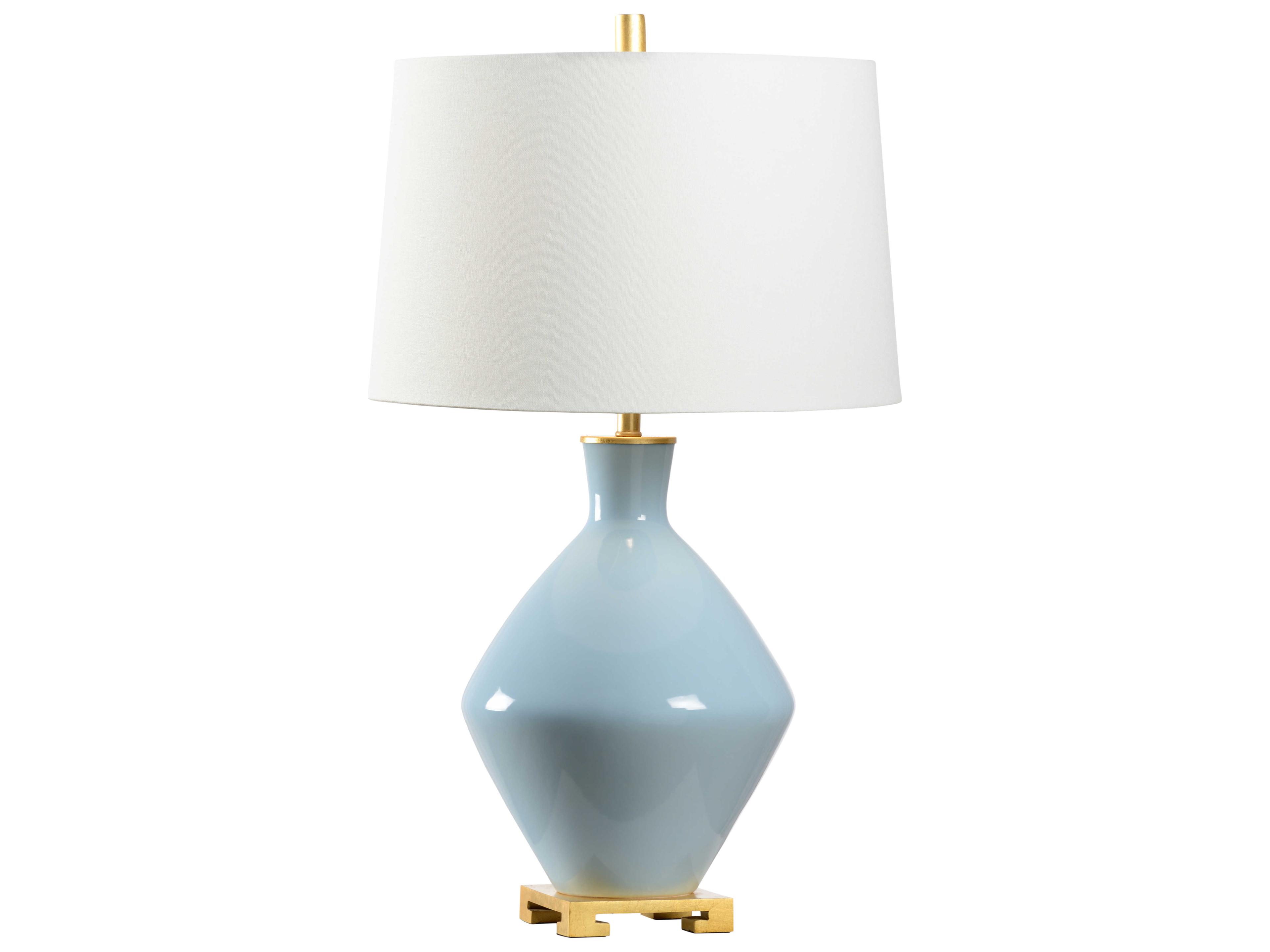 Skylar Sky Blue Off White Linen Buffet Lamp