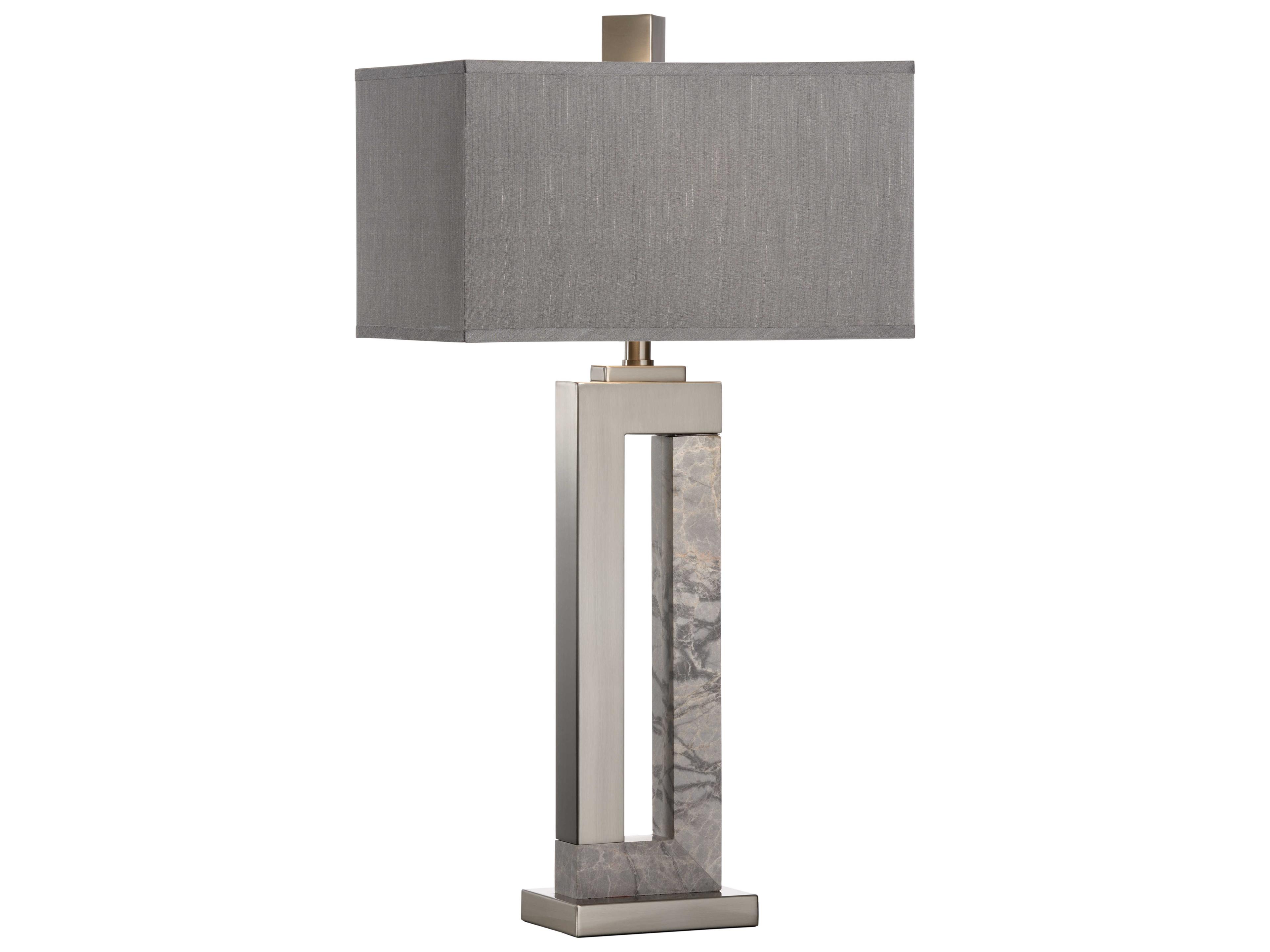 Jaxon Brushed Nickel Dark Gray Linen Buffet Lamp
