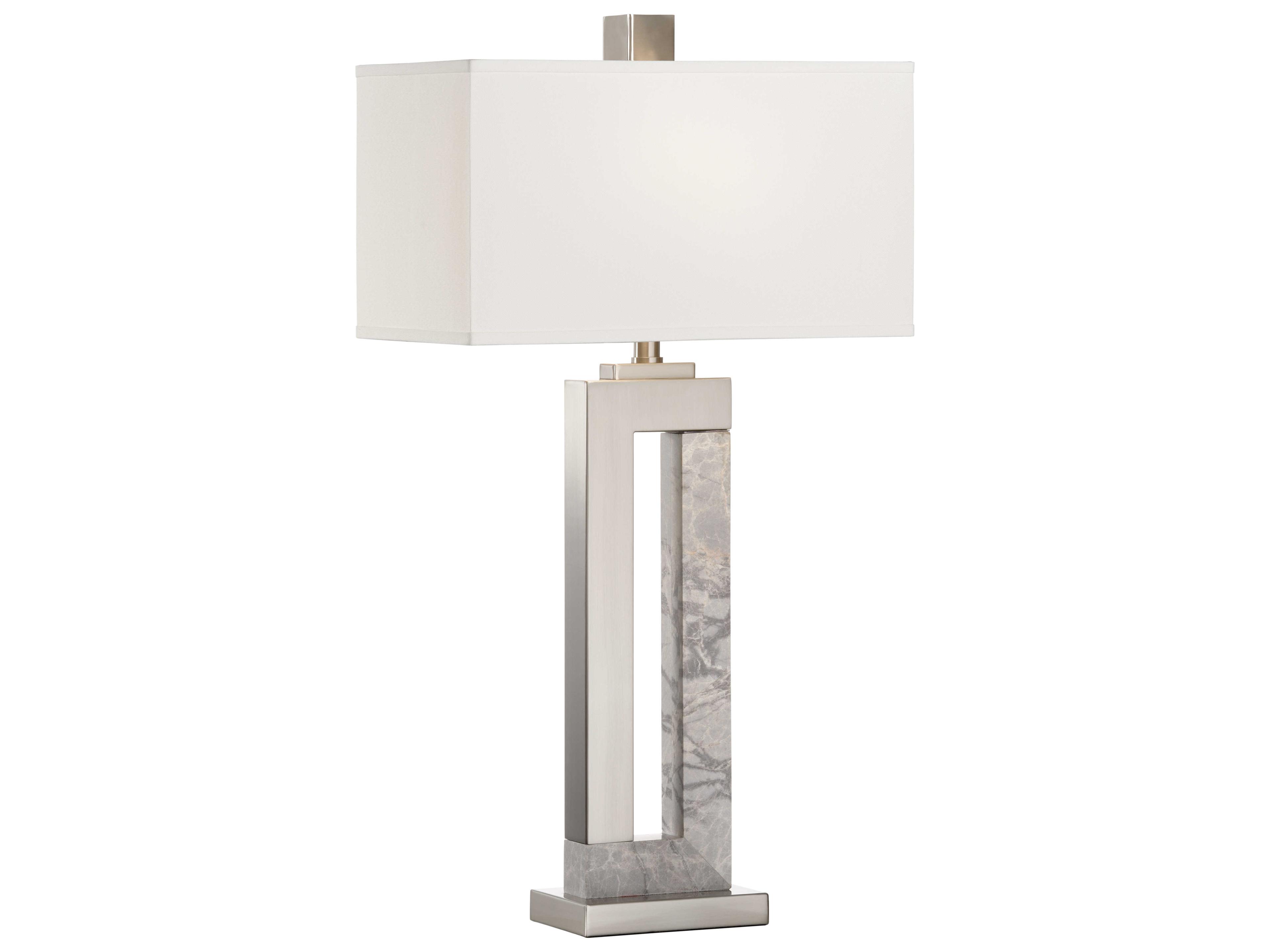 Wildwood Jaxon Brushed Nickel Natural Gray Off White Linen Buffet Lamp