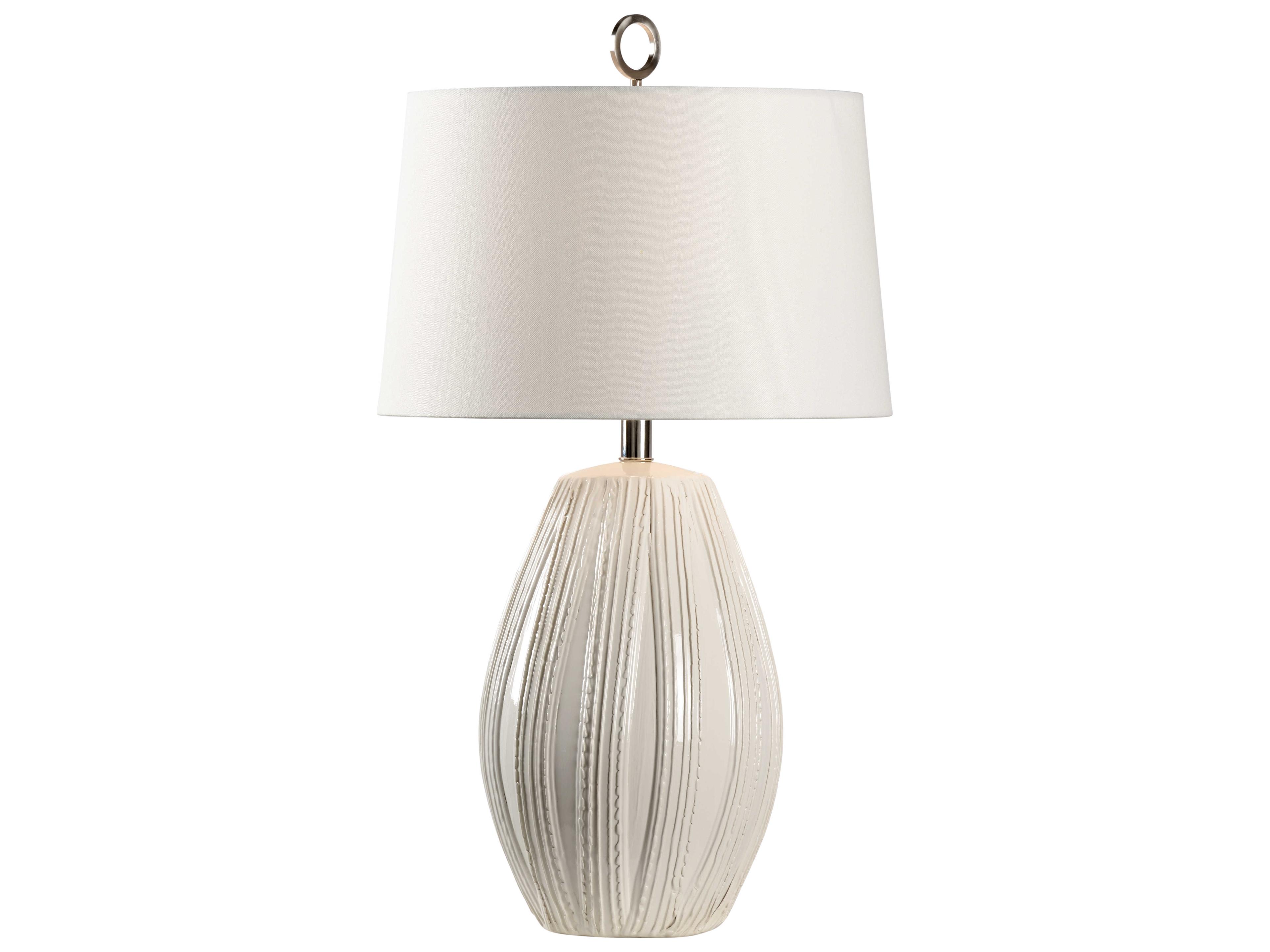 Borghese Ivory Off White Linen Buffet Lamp