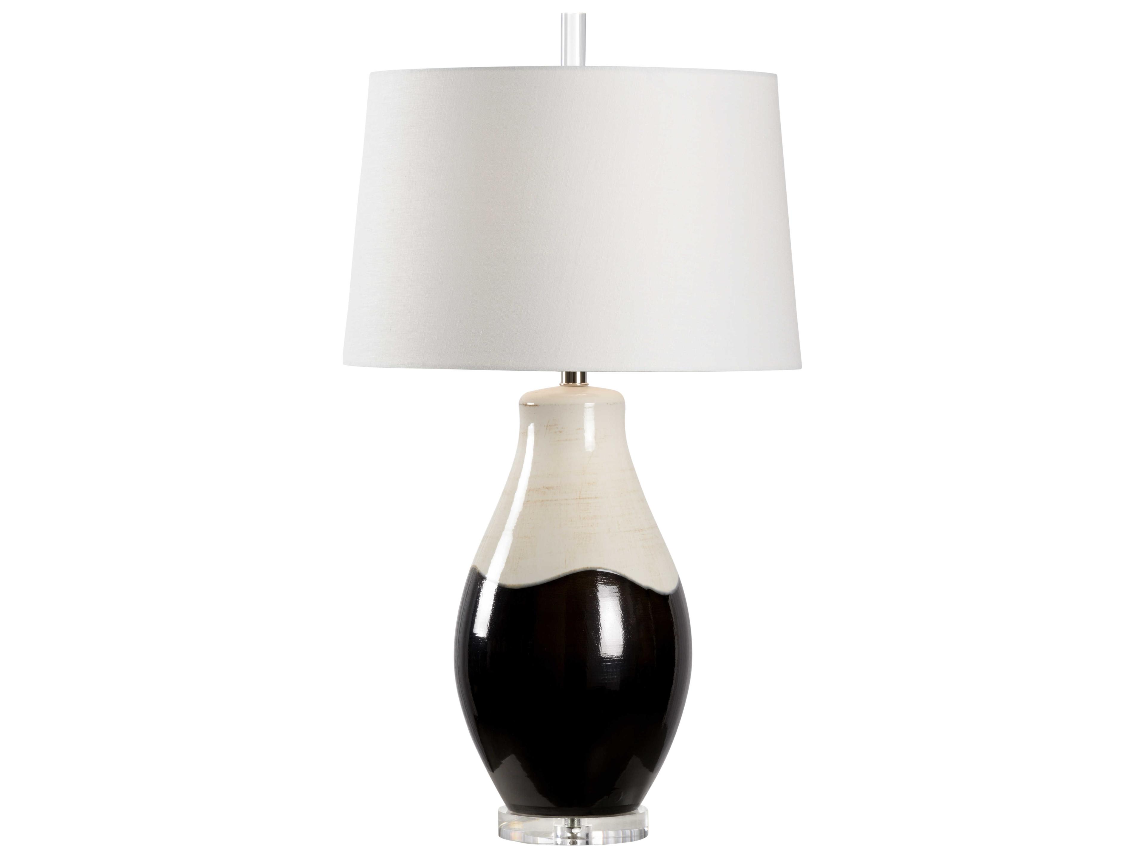 Palazzo Cream Metallic Glaze Off White Linen Black Buffet Lamp