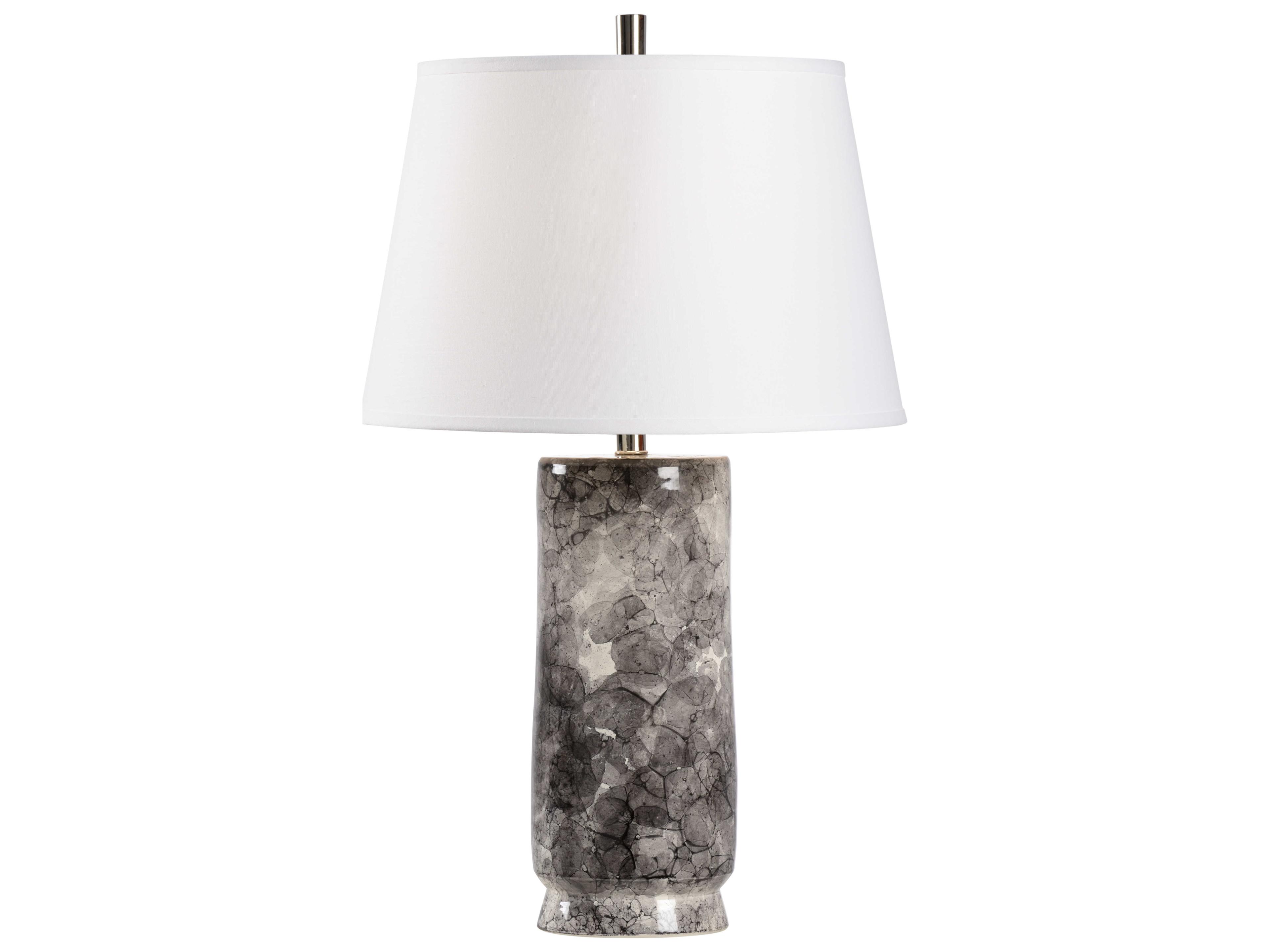 Bolle Black Gray Cream White Linen Buffet Lamp