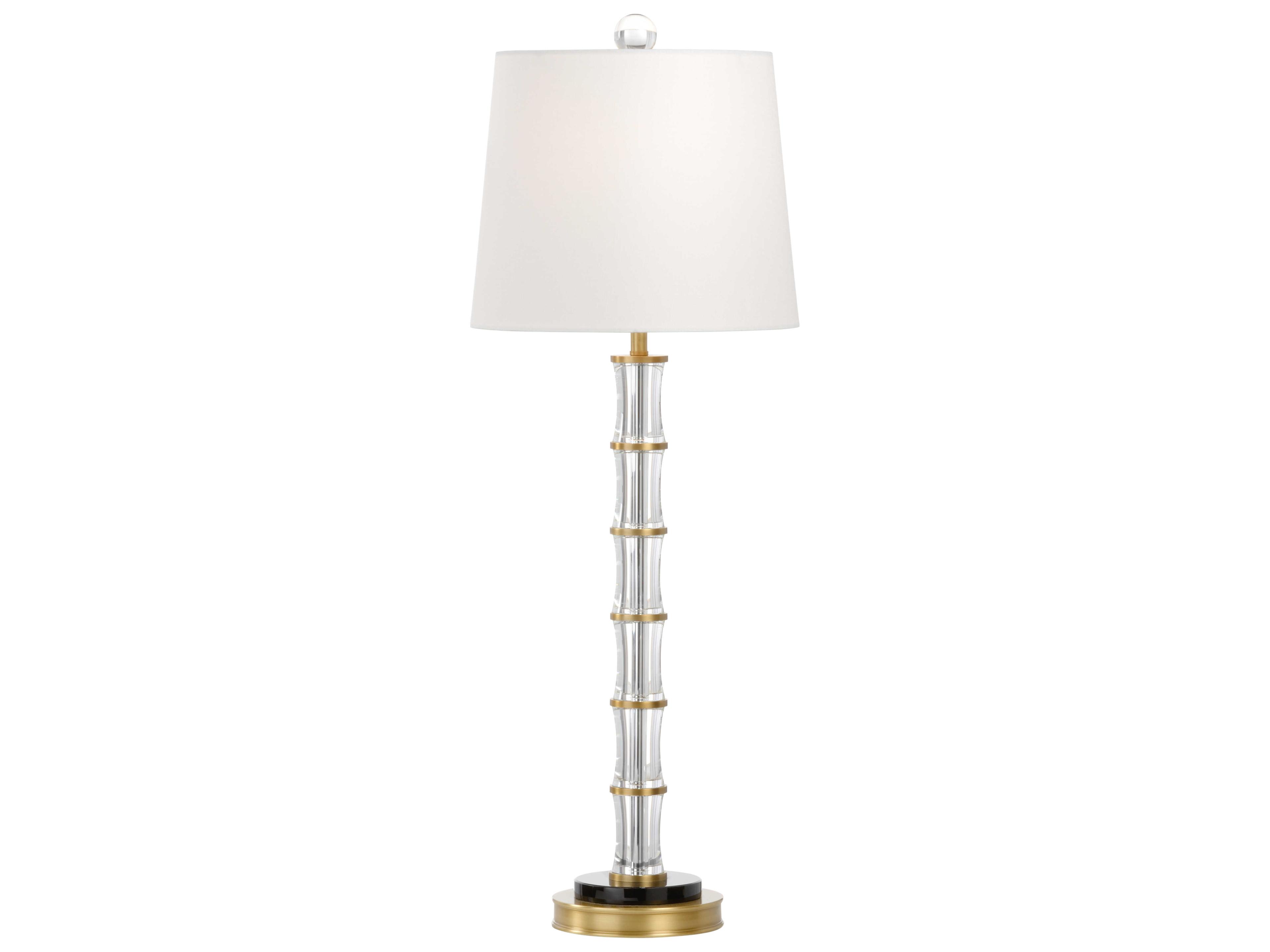 Wildwood Fiji Clear Off White Linen Brass Buffet Lamp