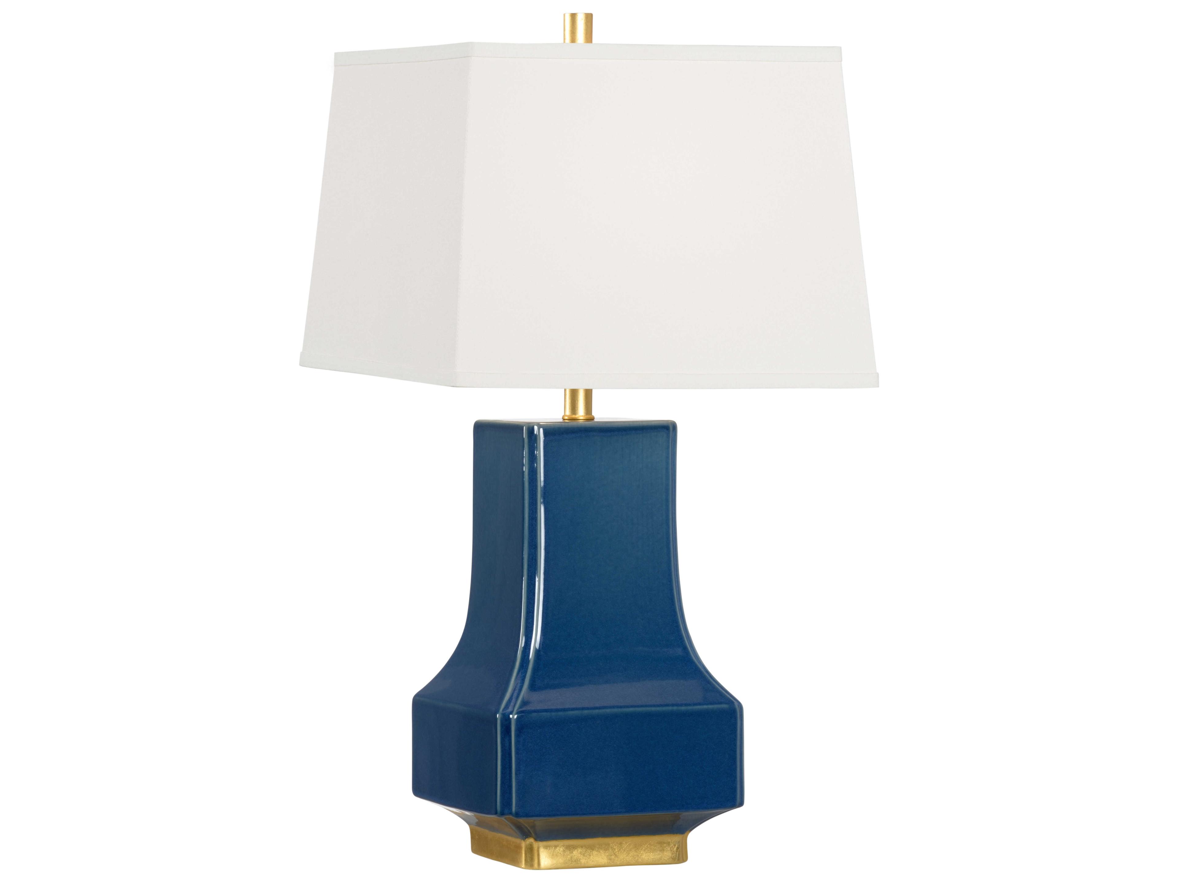Wildwood Malone Cadet Blue Glaze Off White Silkette Gold Buffet Lamp