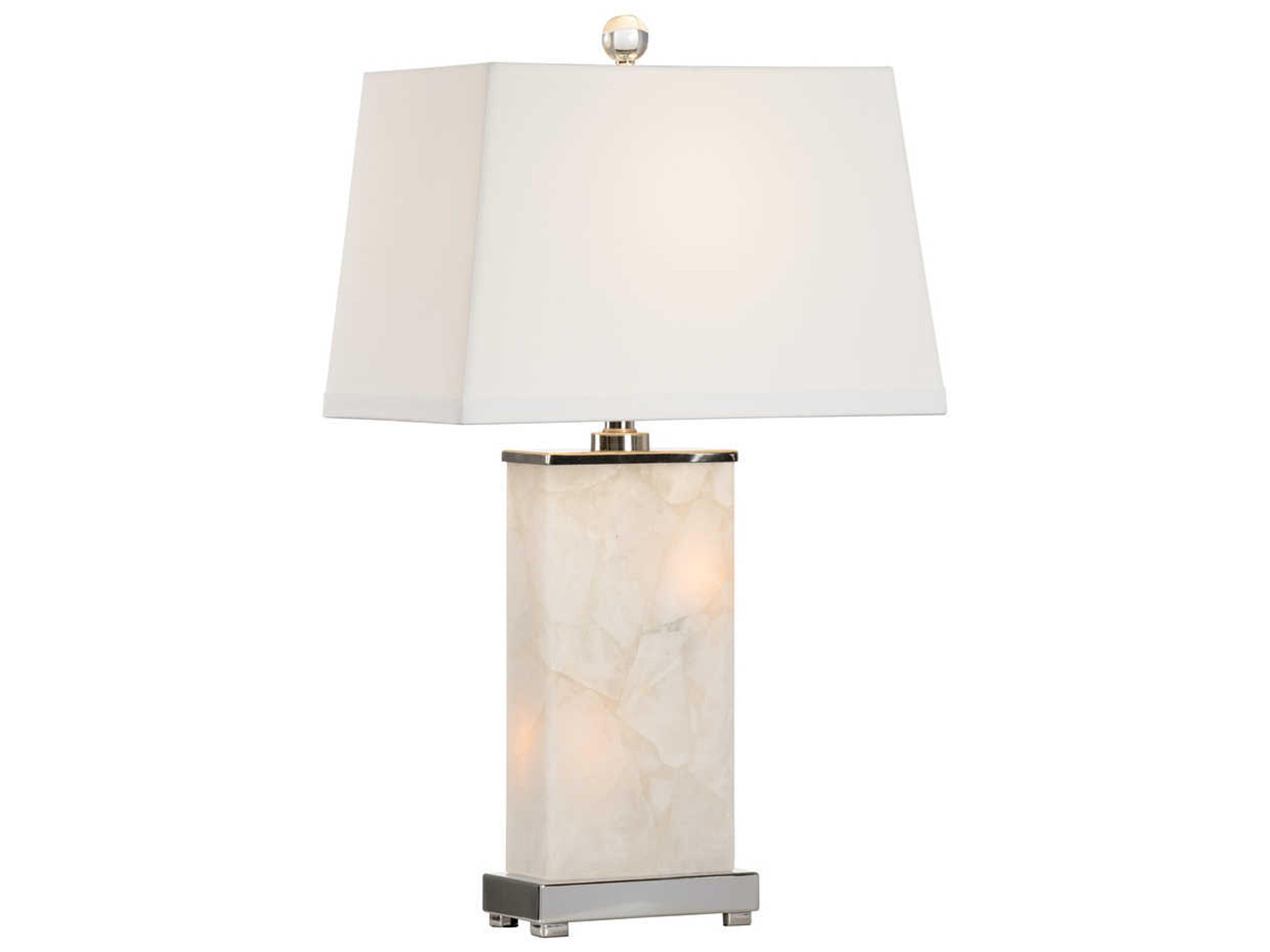 Wildwood Allen Alabaster Natural White Polished Nickel Off Silkette Buffet Lamp