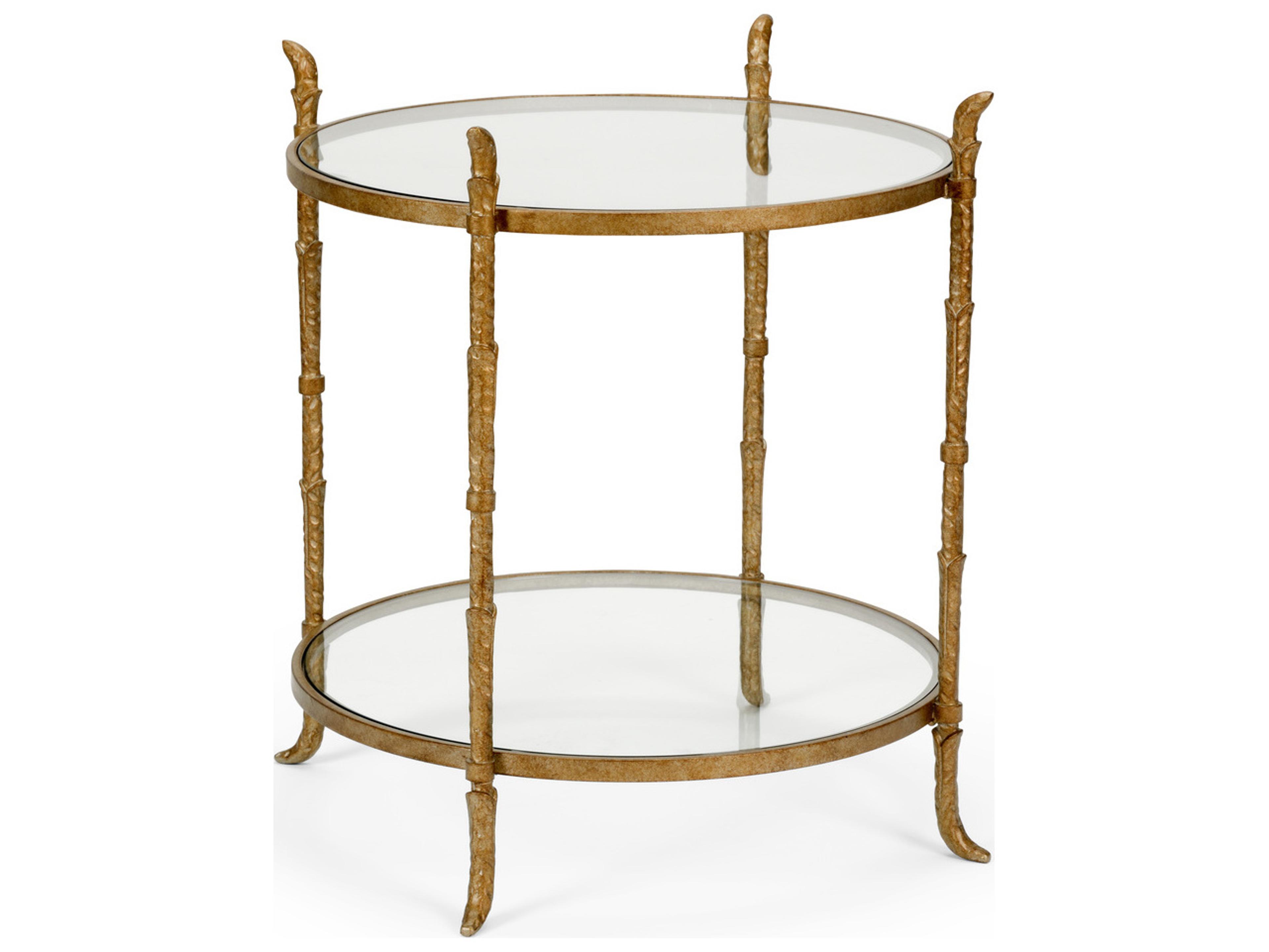 Carley Round Glass Bronze End Table