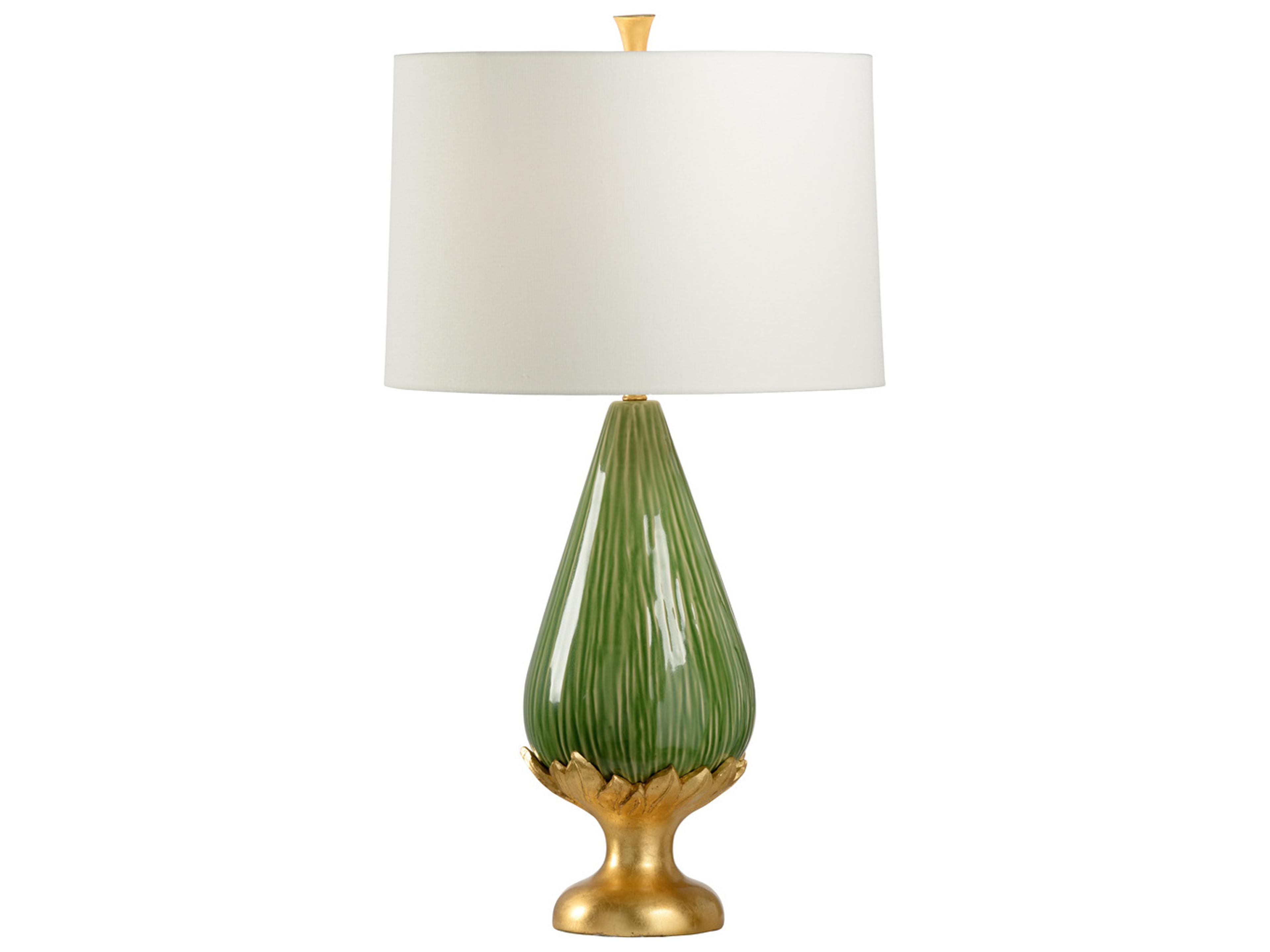 Carmine Kiwi Off White Linen Green Buffet Lamp