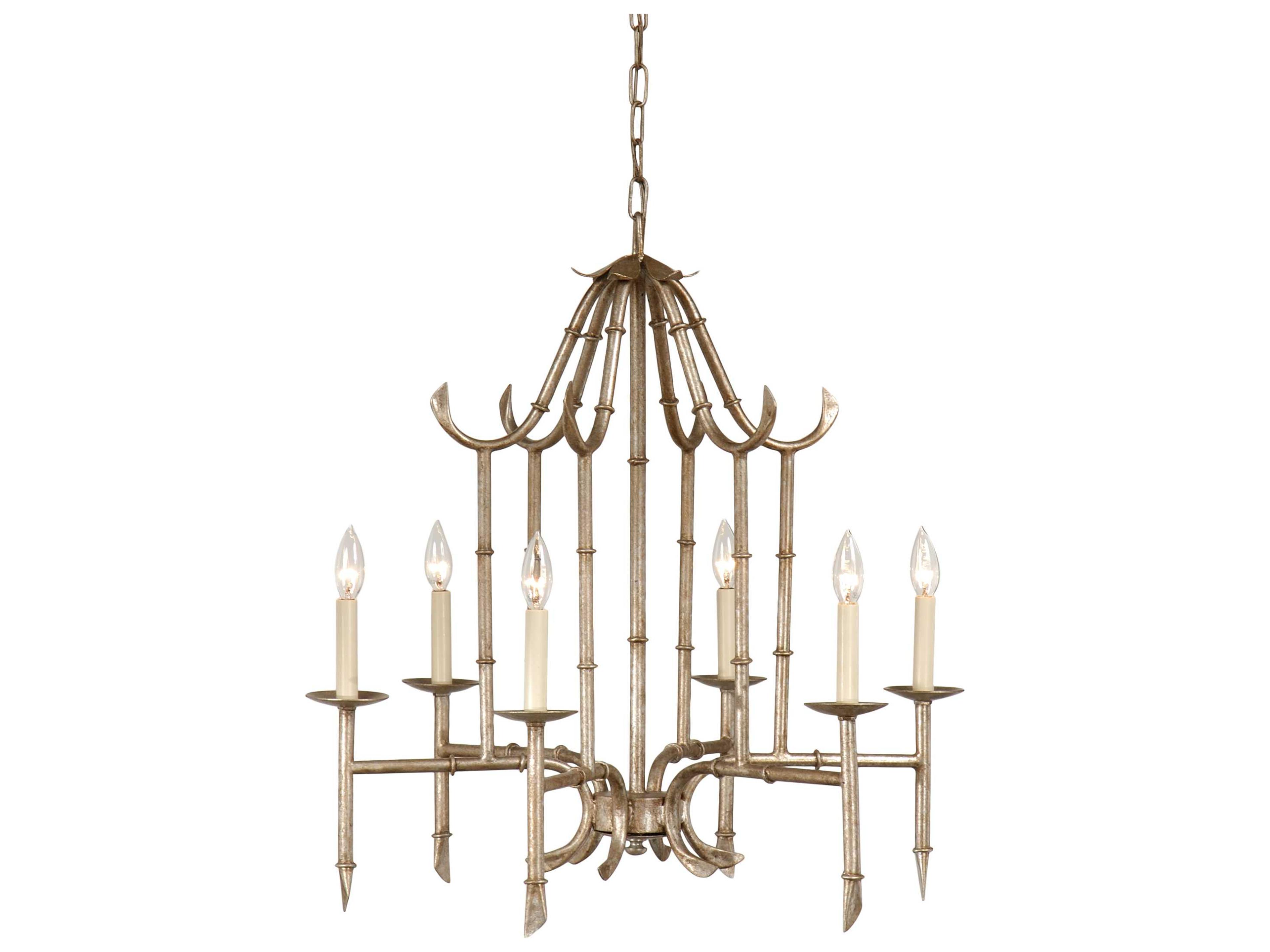 Bamboo 6-Light Antique Silver Patina Chandelier