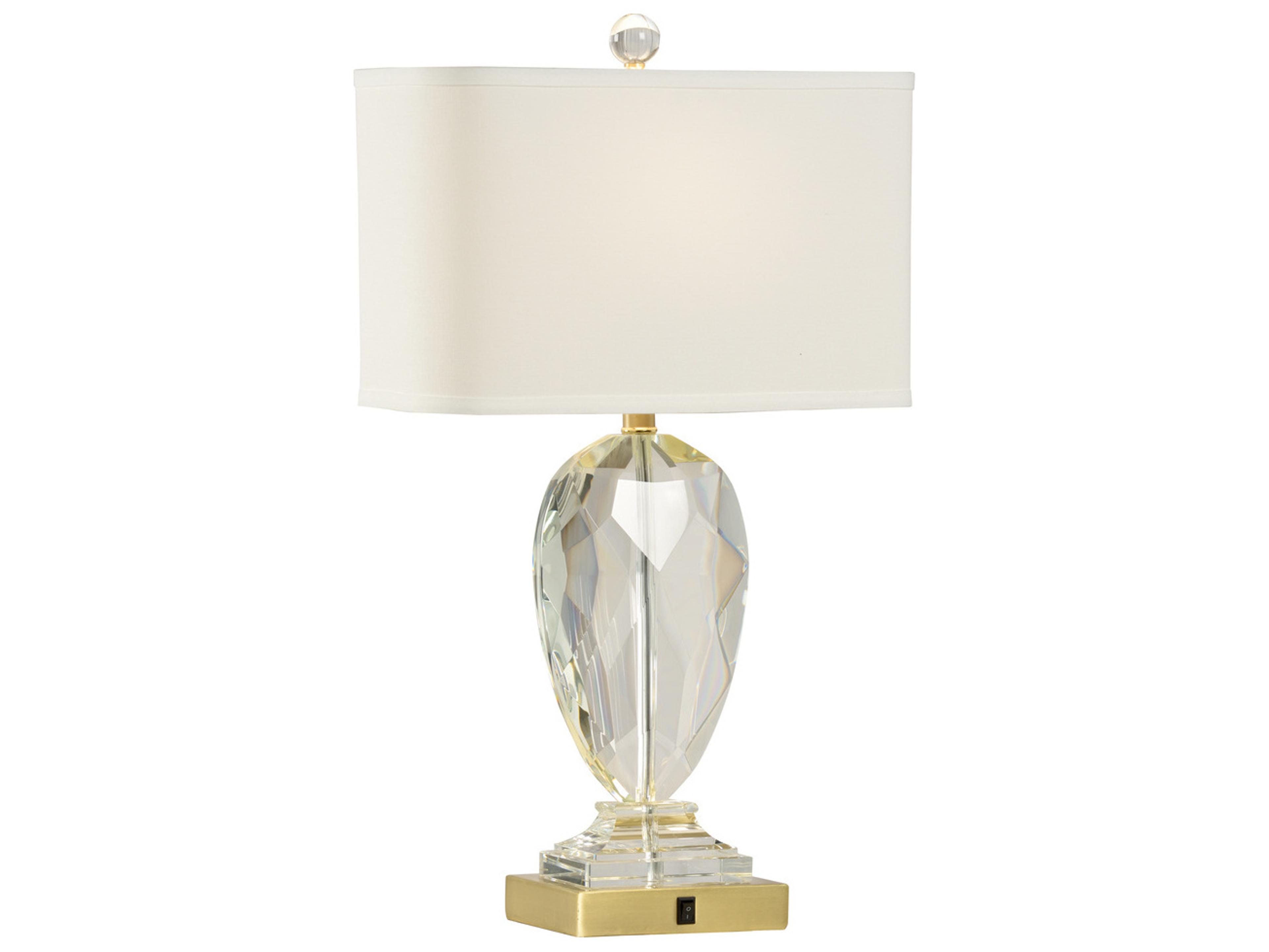 Christal Clear Off White Linen Brass Buffet Lamp