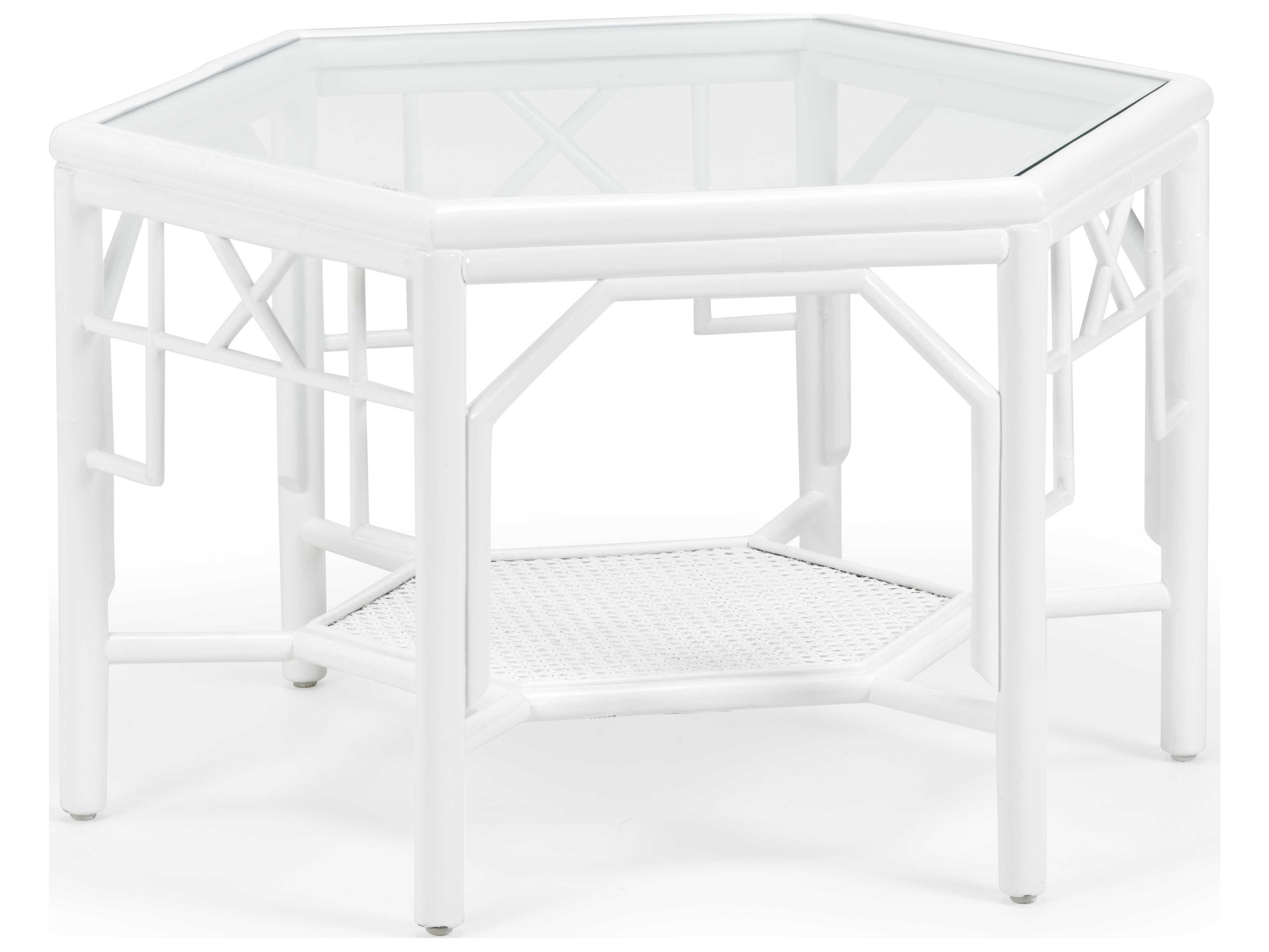 Wild Palm Hexagon Glass White Coffee Table
