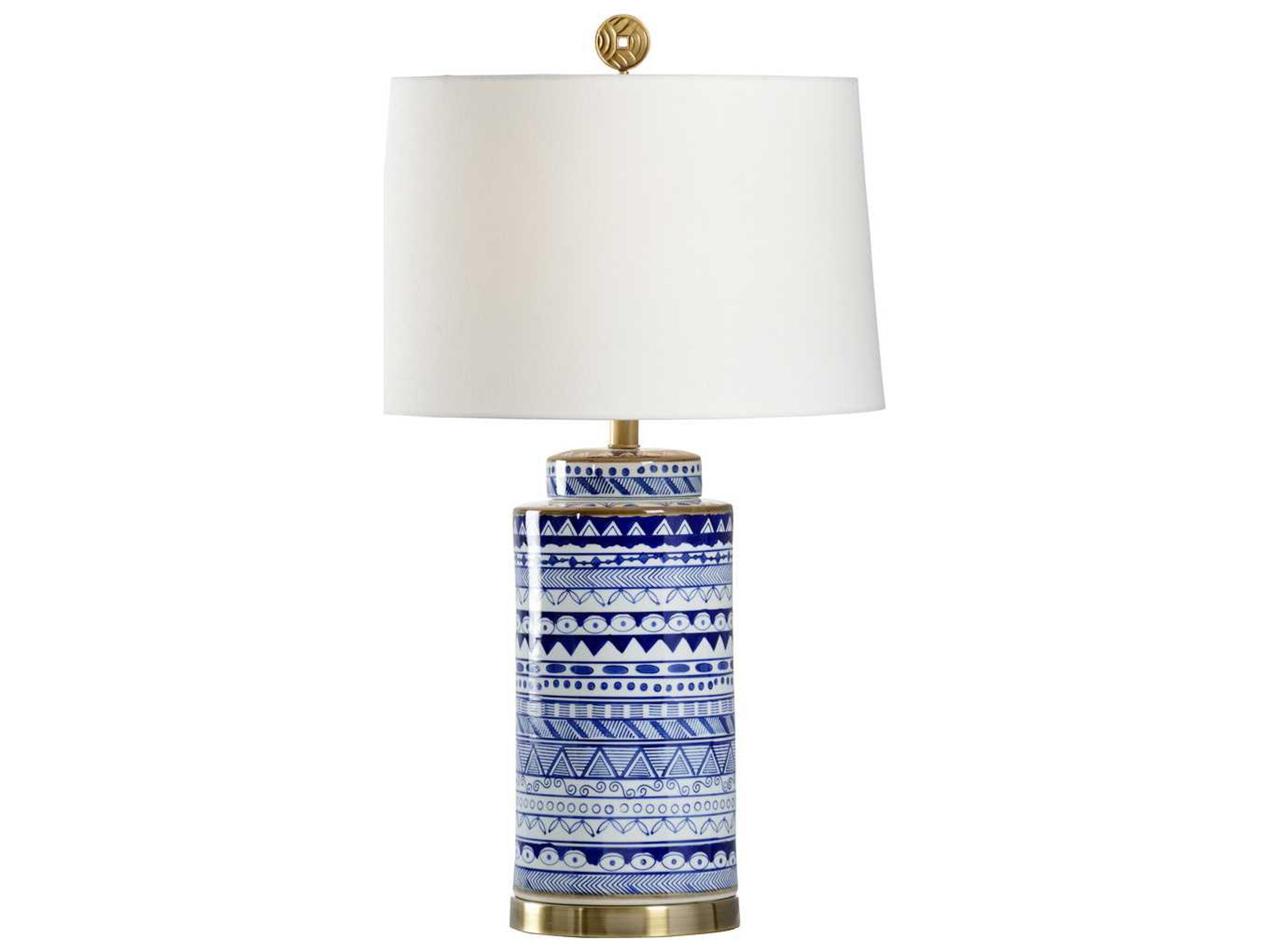 Wildwood Destin Blue White Off Linen Brass Buffet Lamp
