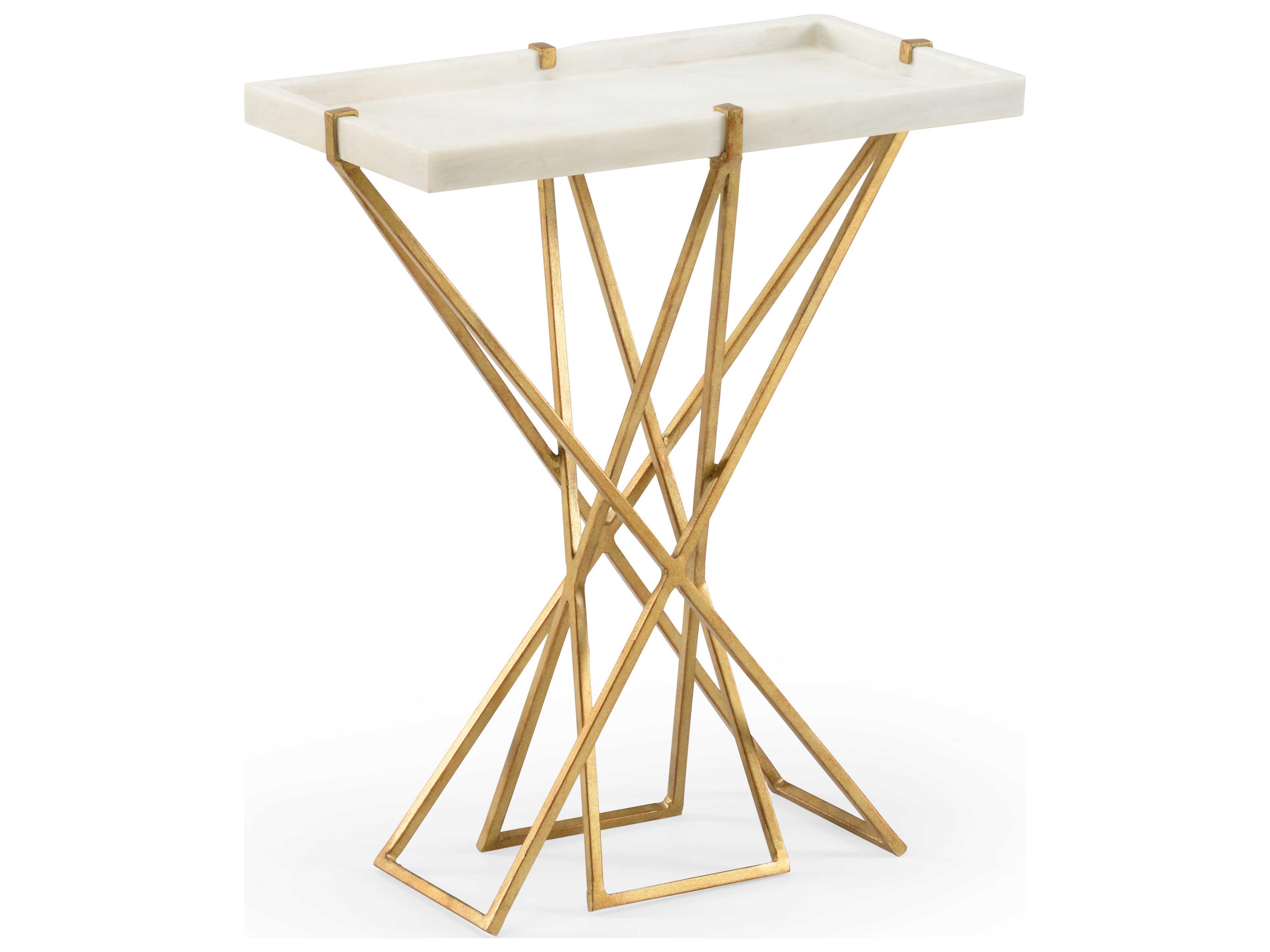 Wildwood Xavier Rectangular Stone Natural White Gold End Table