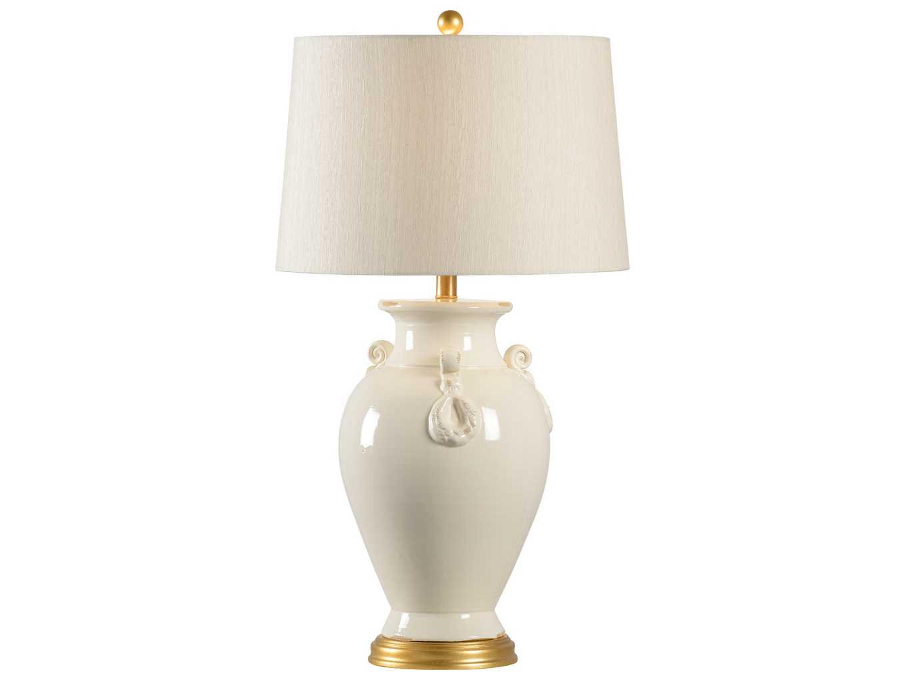 Fabiano Aged Cream Raw Silk Gold Buffet Lamp