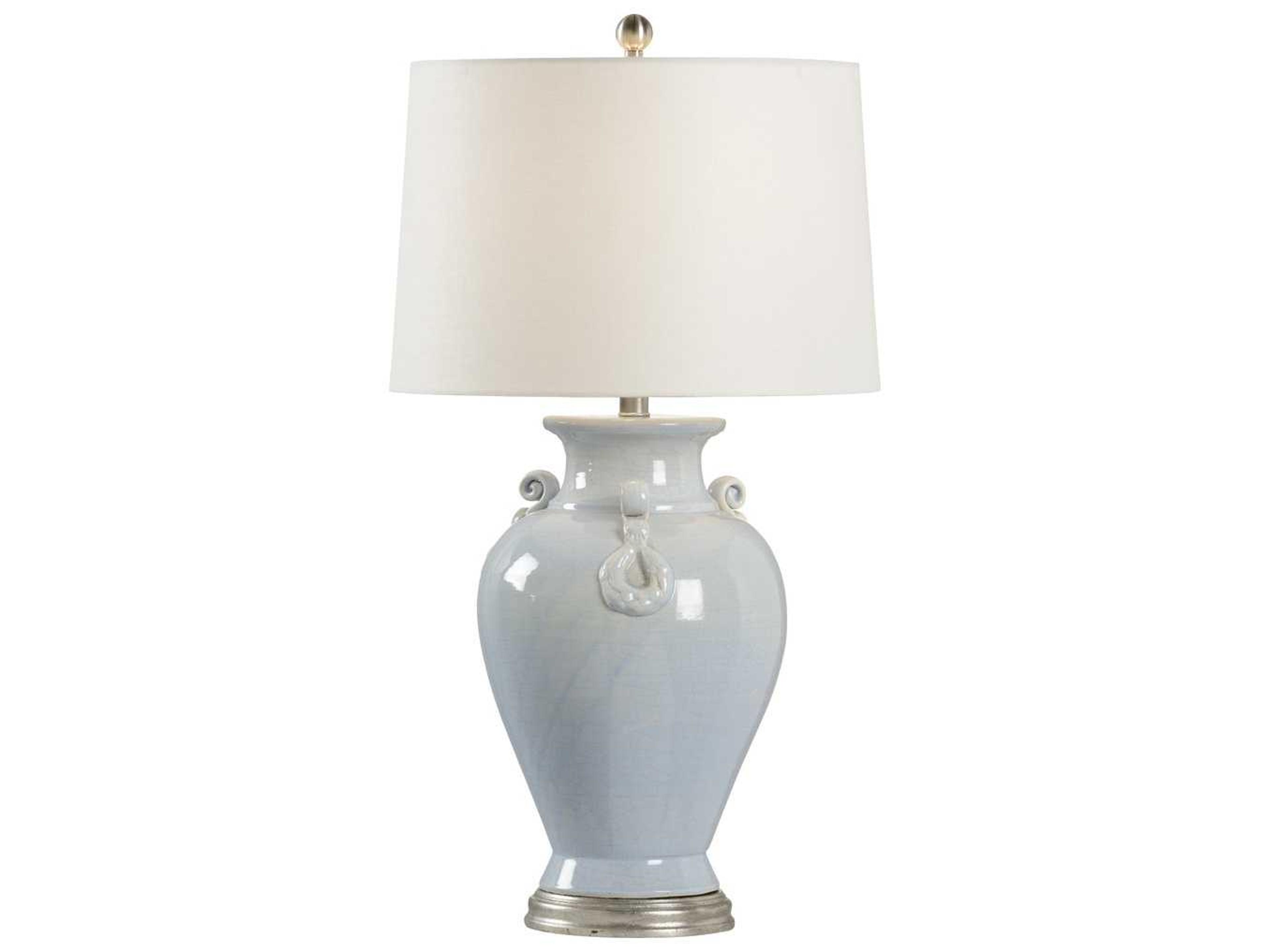 Fabiano Cloud Blue Off White Linen Silver Buffet Lamp
