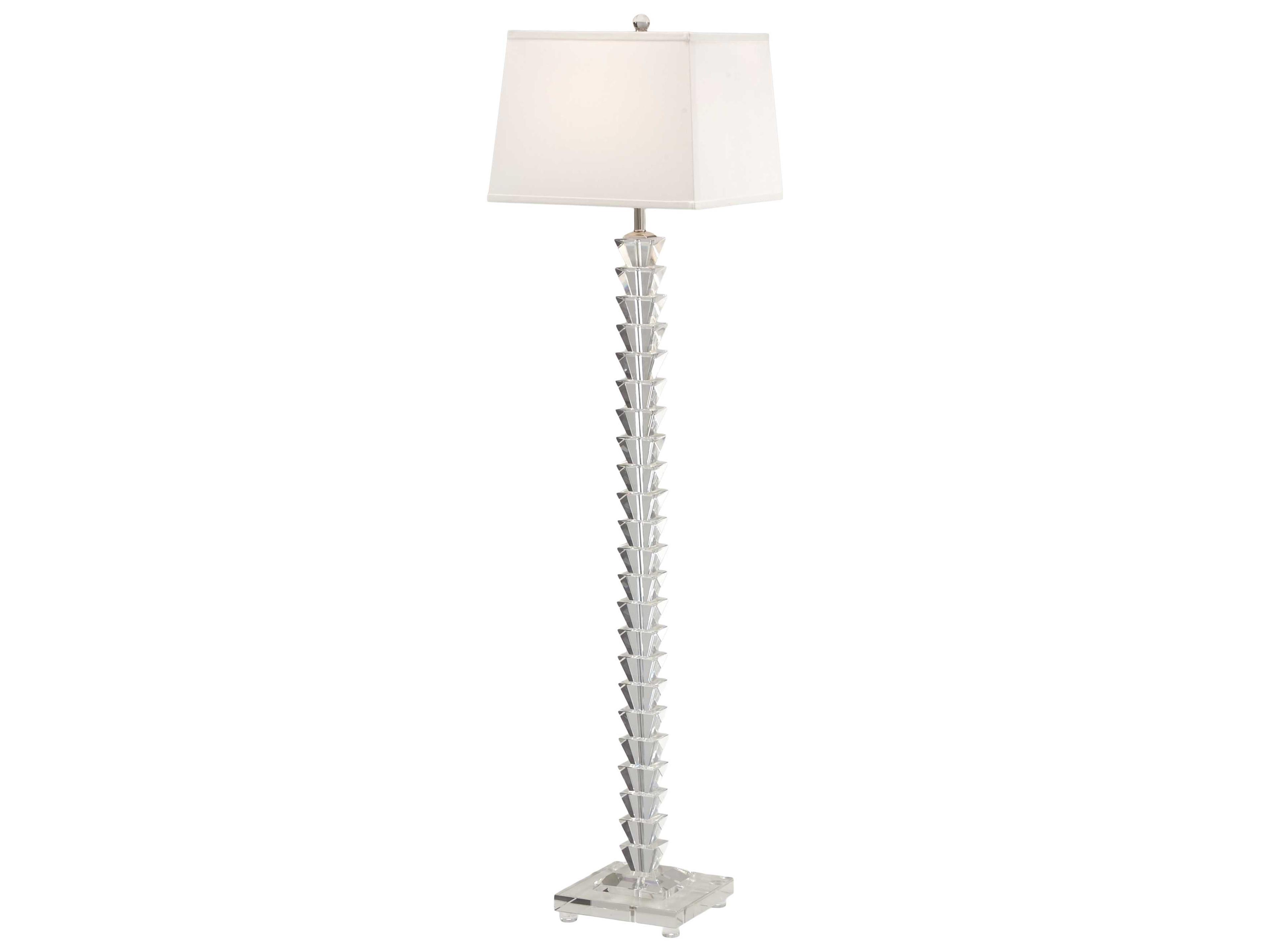 Wildwood Stacked Crystals Clear Off White Silkette Nickel Floor Lamp
