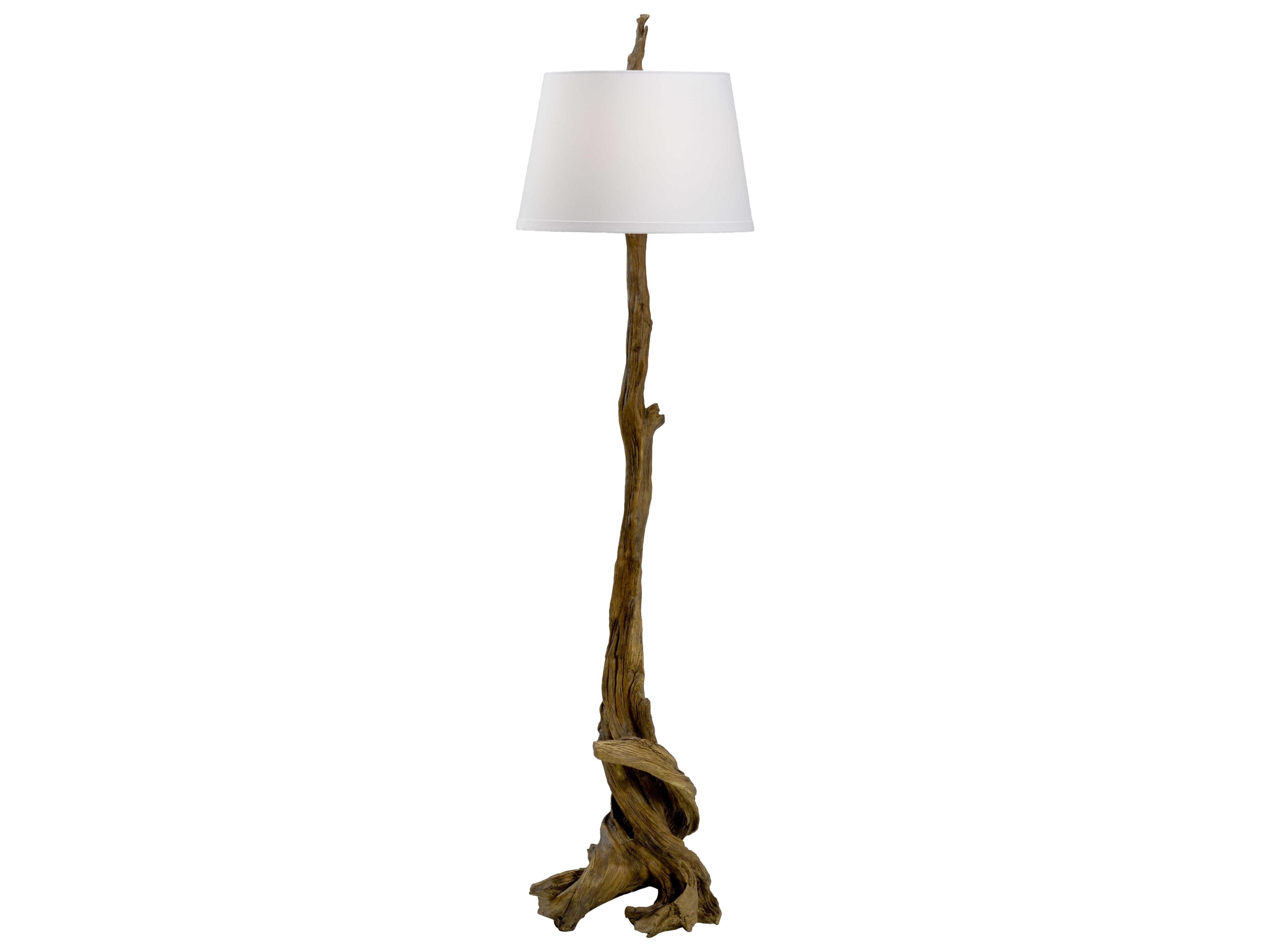 Olmsted Oakwood White Linen Floor Lamp