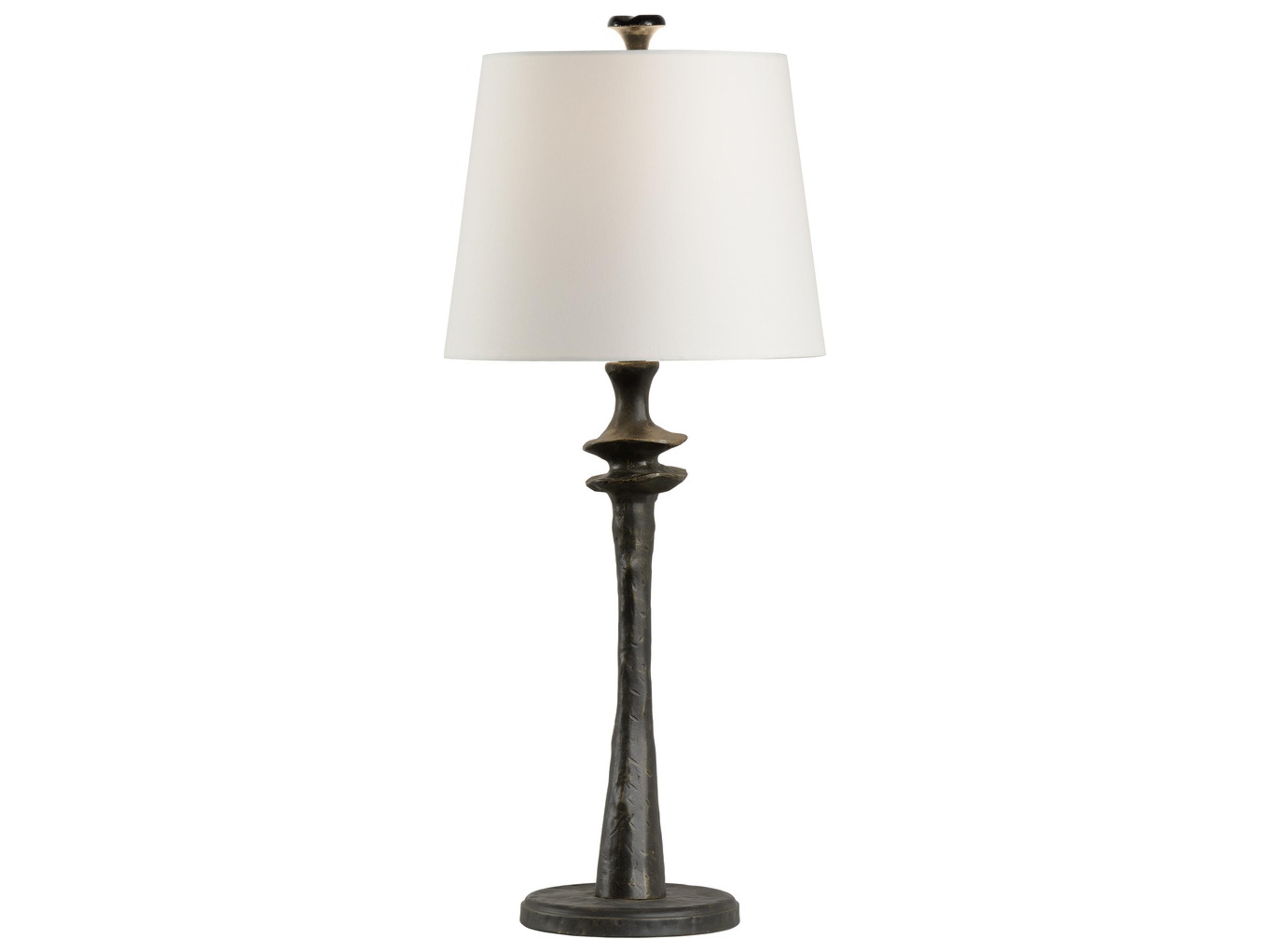 Miley Dark Bronze Off White Linen Buffet Lamp