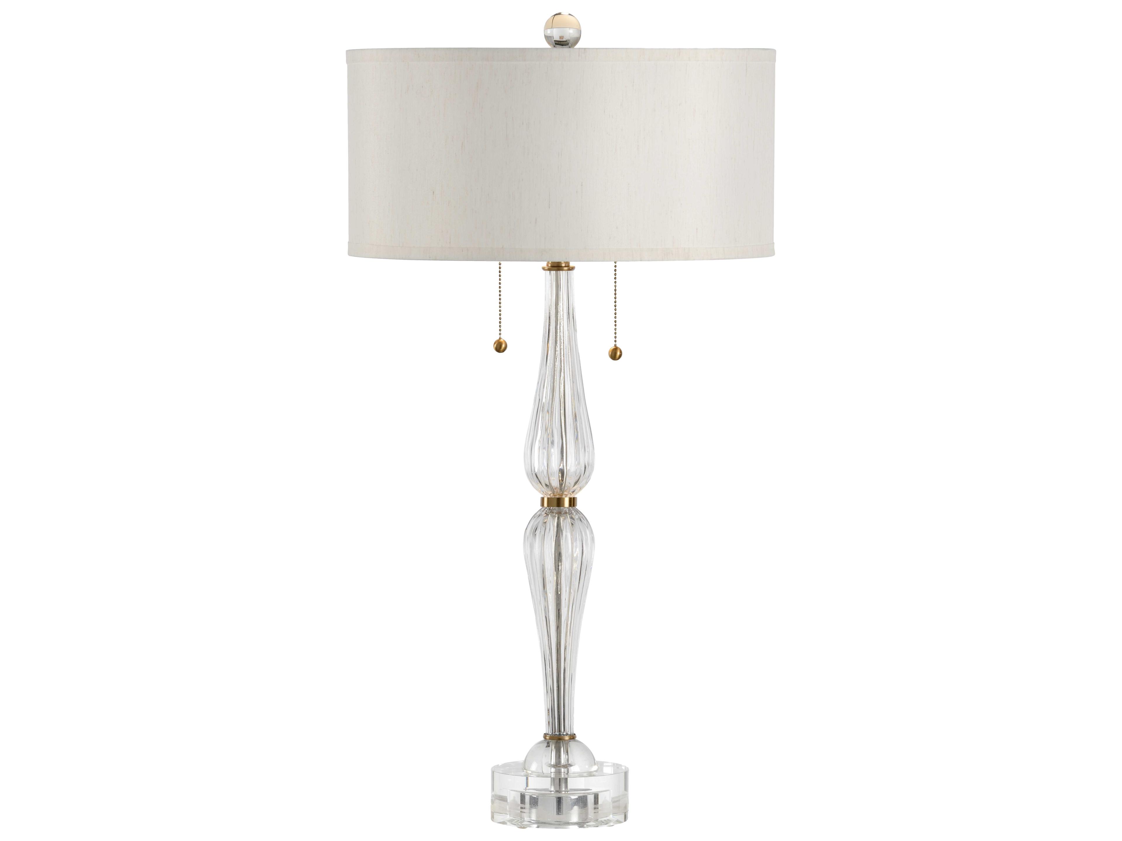 Wildwood Naomi Clear Beige Silkette Brass Buffet Lamp