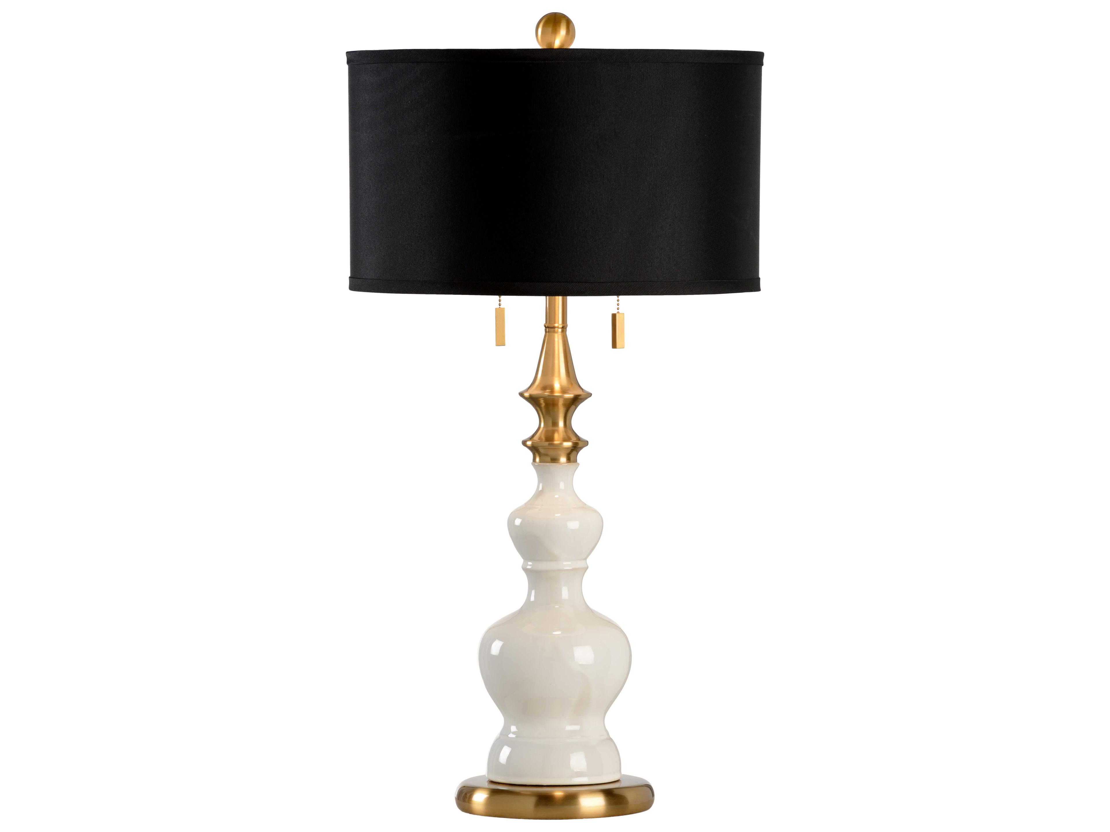 Dana Oyster White Black Silkette Brass Buffet Lamp
