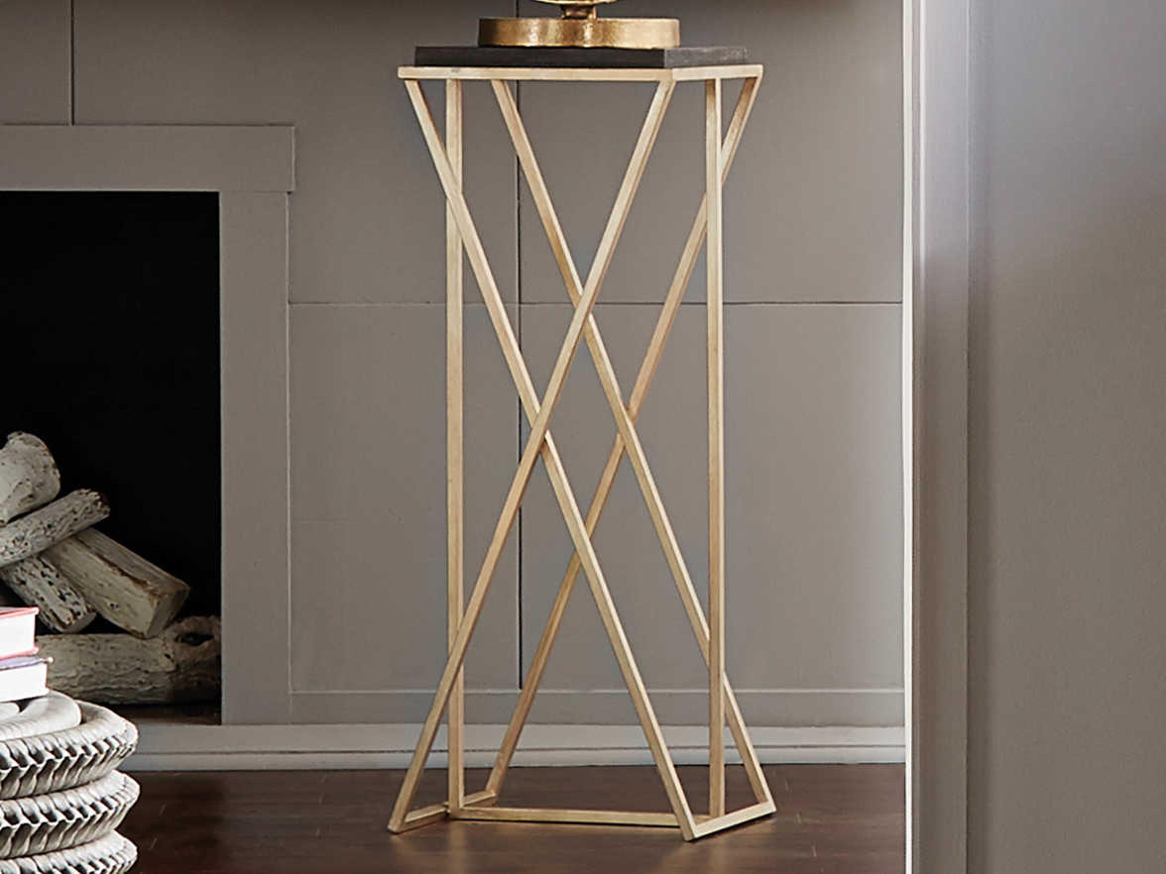 Wildwood Malcolm Rectangular Stone Natural Black Gold Leaf End Table