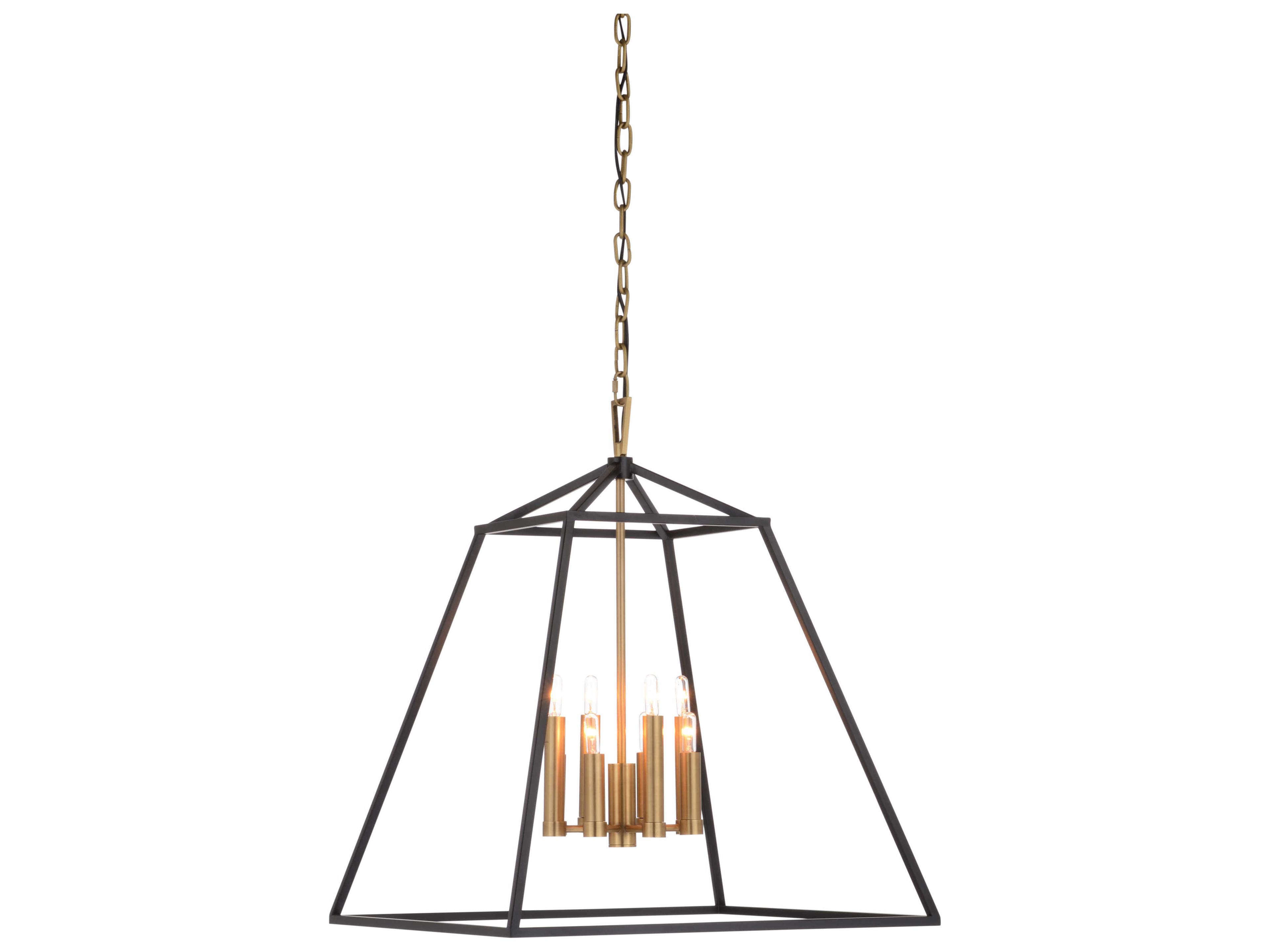 Poligono 8-Light Black Antique Brass Lantern Pendant