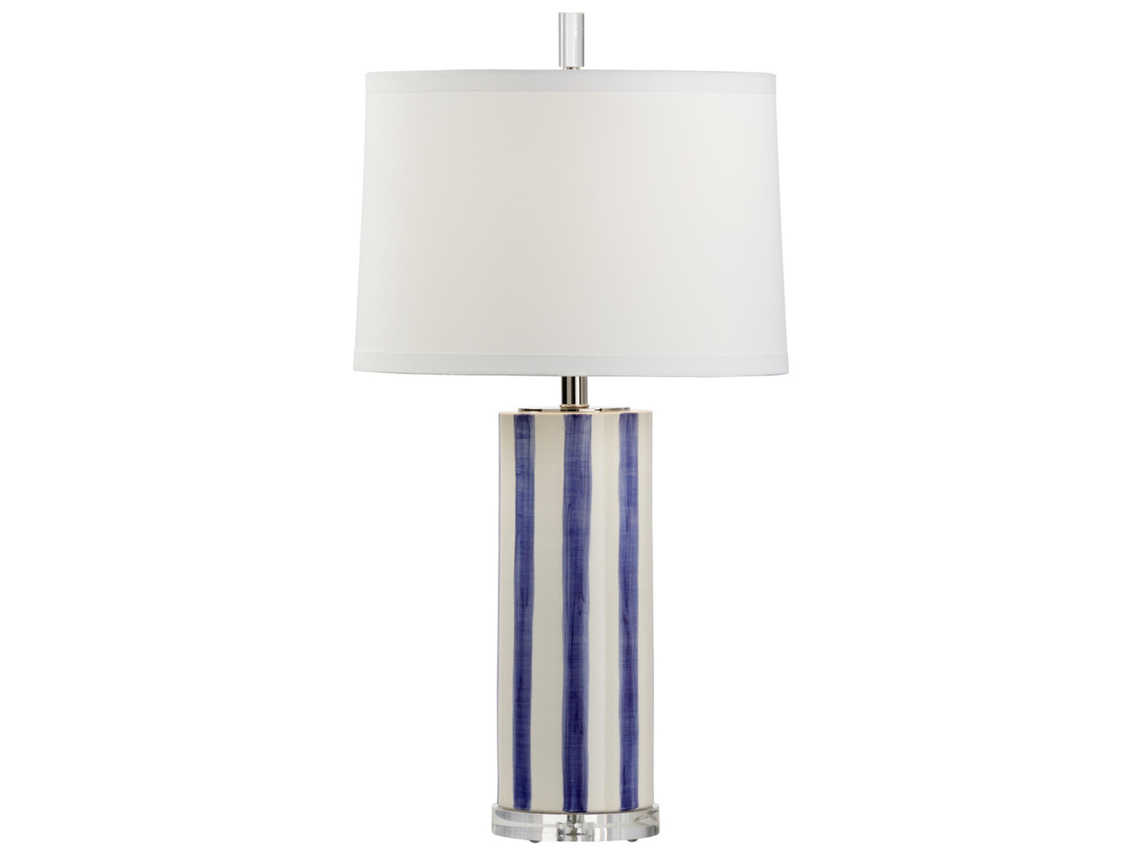 Wildwood Sailor Stripe Aged Cream Blue Off White Silk Buffet Lamp